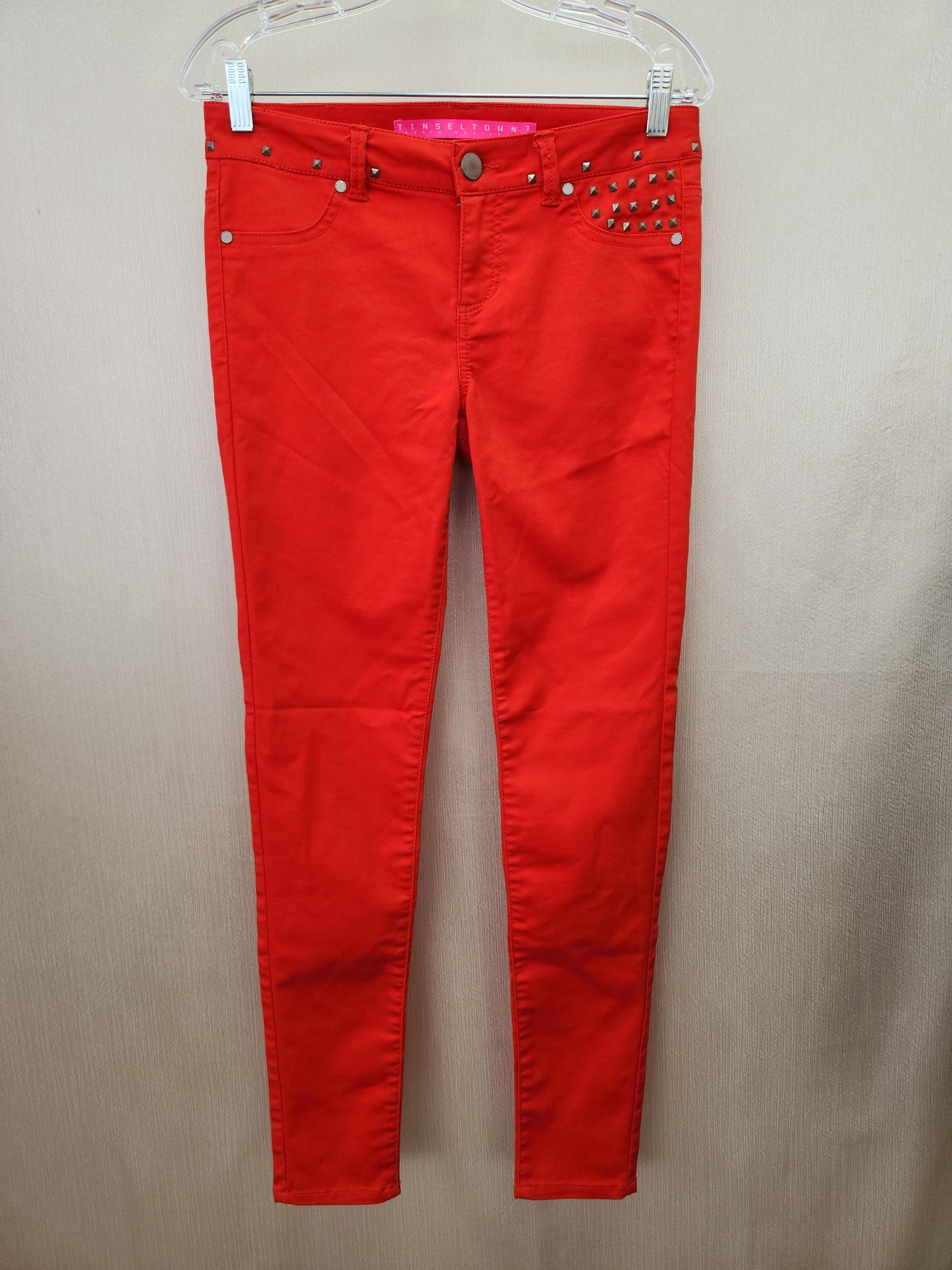 Tinseltown Women's Studded Bright Red Jeans - Size: 7