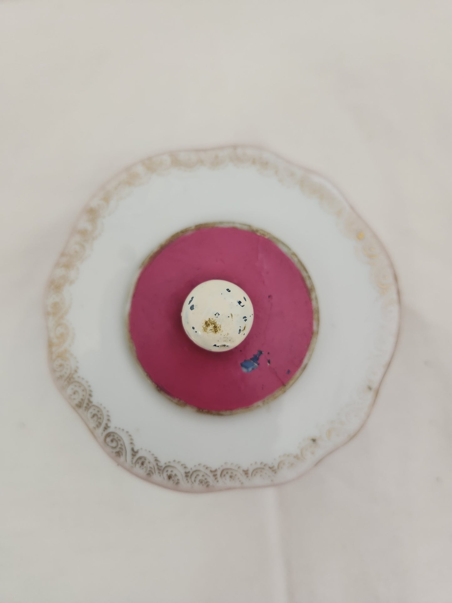 RARE - Meissen Fuschia Desk Tray, Pounce Pot & Inkwell Set (flaws)