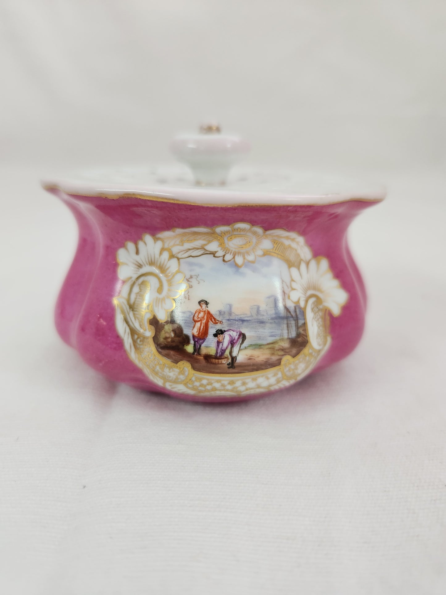 RARE - Meissen Fuschia Desk Tray, Pounce Pot & Inkwell Set (flaws)
