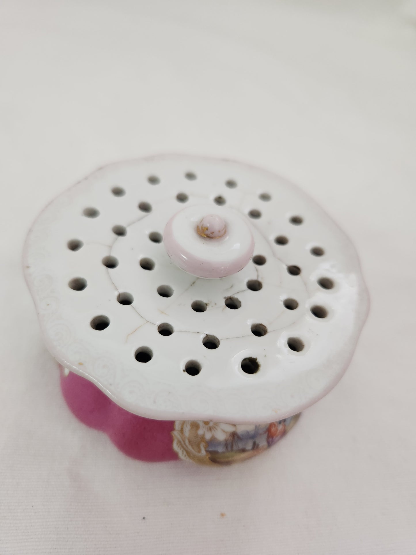 RARE - Meissen Fuschia Desk Tray, Pounce Pot & Inkwell Set (flaws)