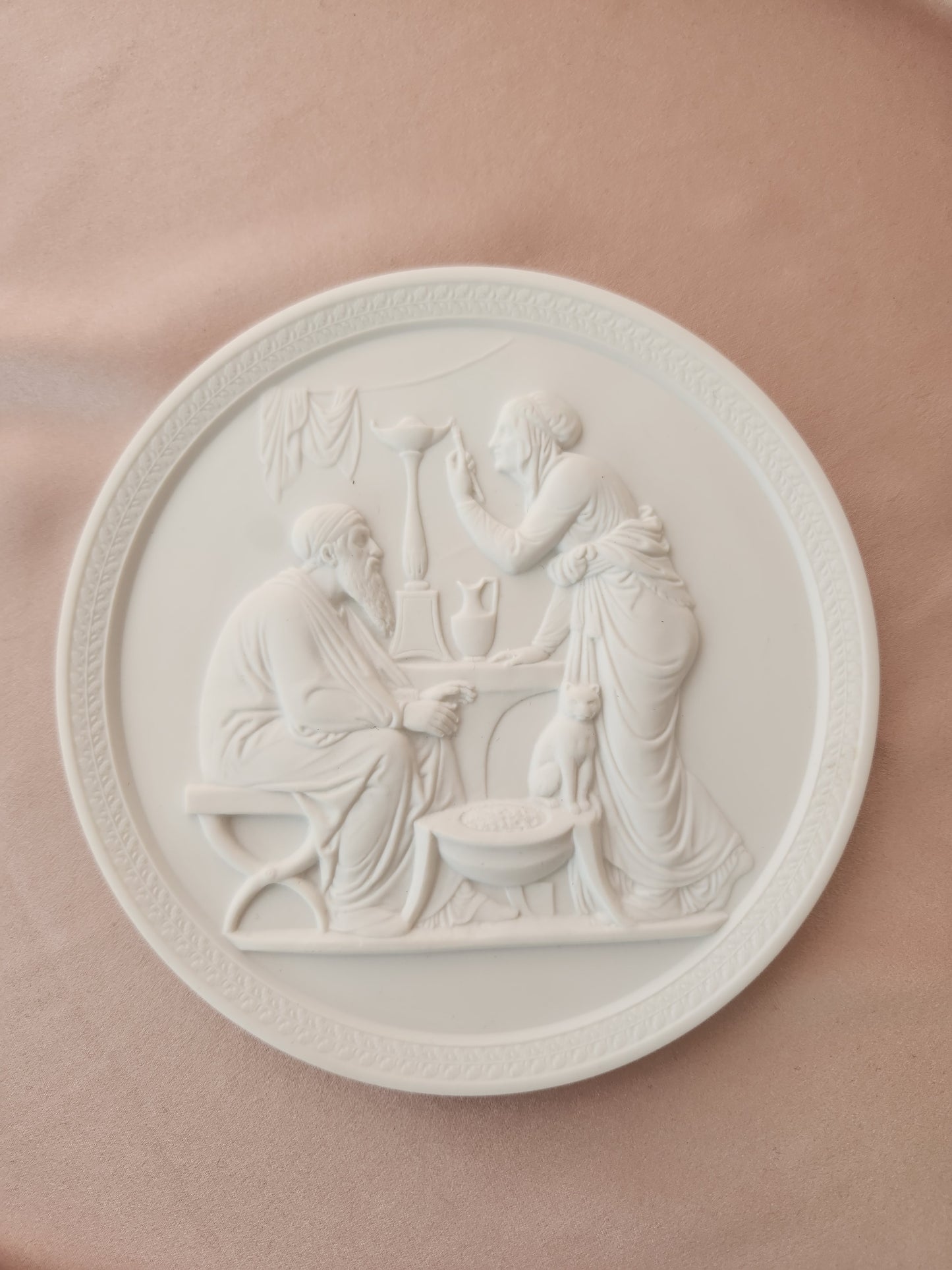 Royal Copenhagen Four Seasons Series "Winter" Bisque Porcelain 5-1/2" Wall Plaque