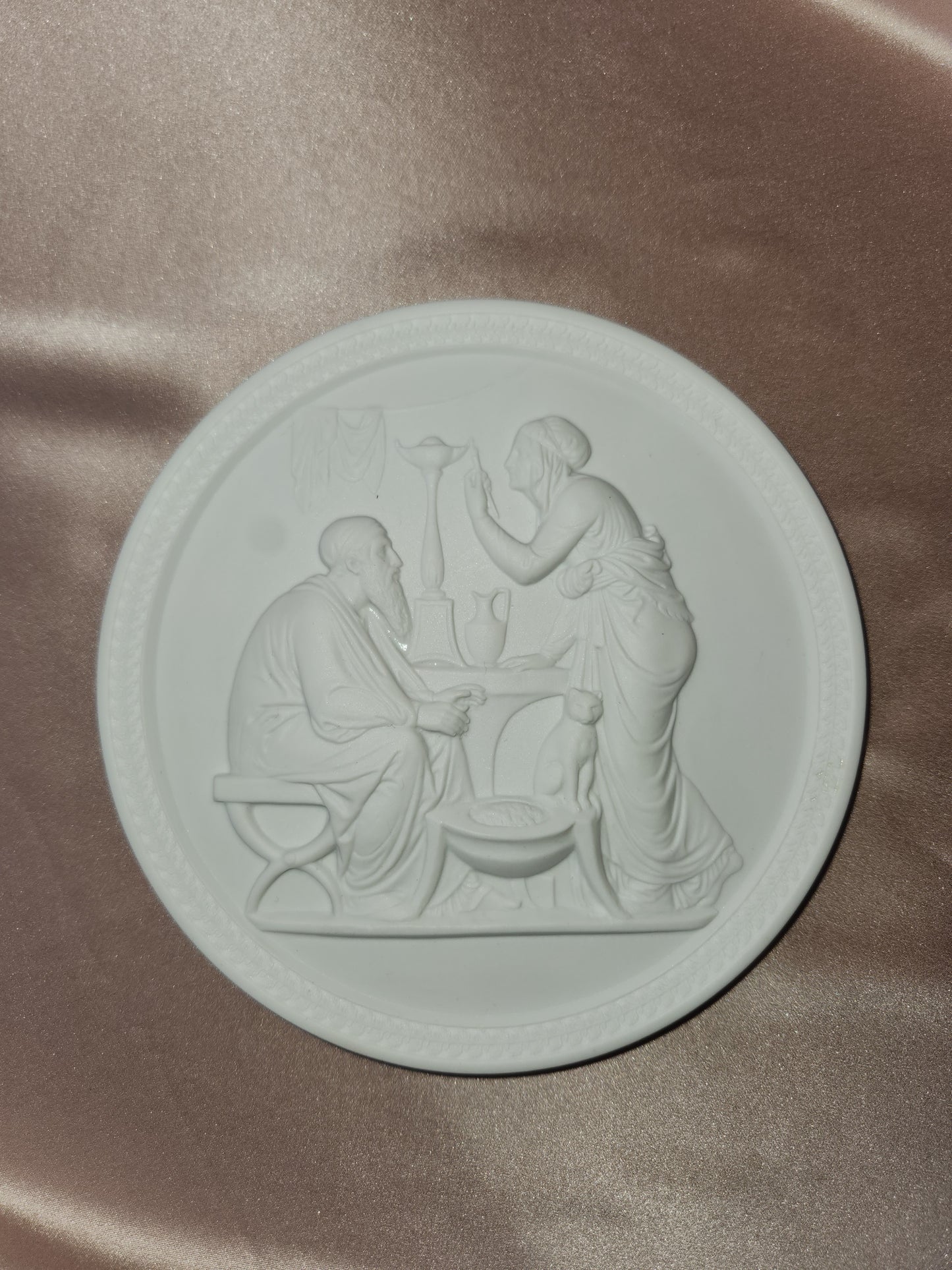 Royal Copenhagen Four Seasons Series "Winter" Bisque Porcelain 5-1/2" Wall Plaque