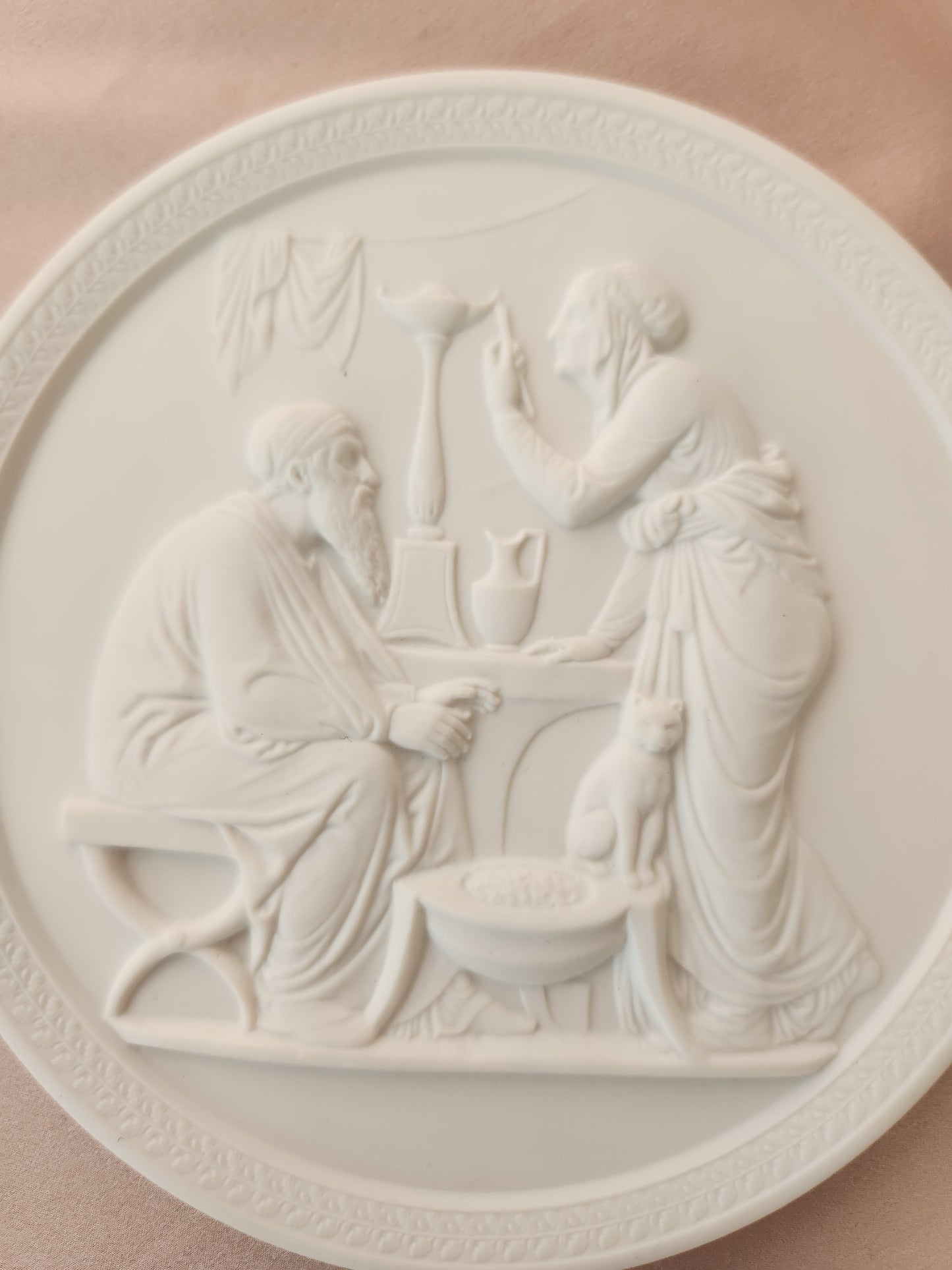 Royal Copenhagen Four Seasons Series "Winter" Bisque Porcelain 5-1/2" Wall Plaque