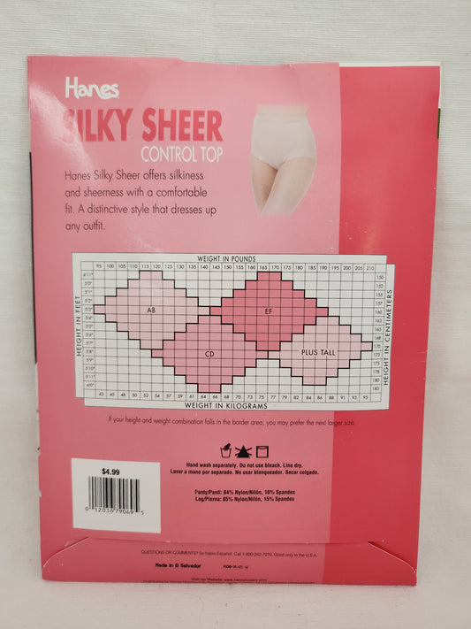 Hanes Barely Black Silky Sheer Control Top Sandalfoot Pantyhose - Size: Plus Tall
