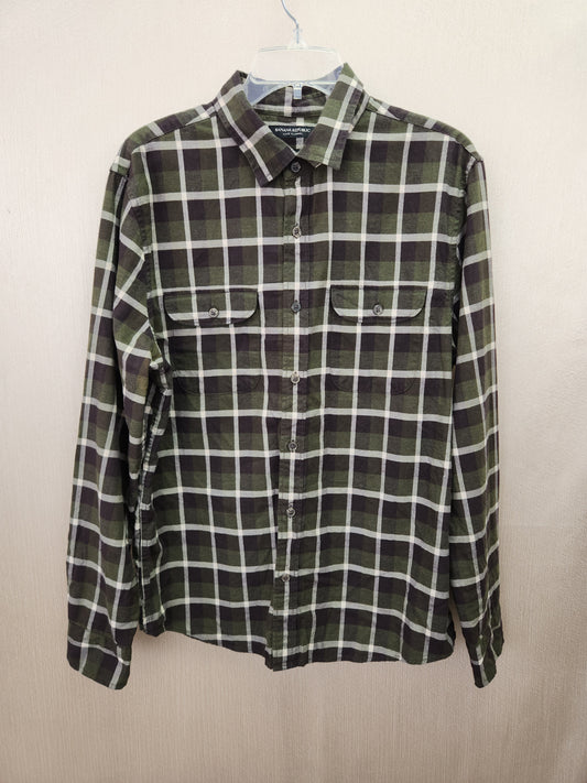 Banana Republic Luxe Flannel Untucked Slim Fit Long Sleeve Shirt - Size: L (46-48)