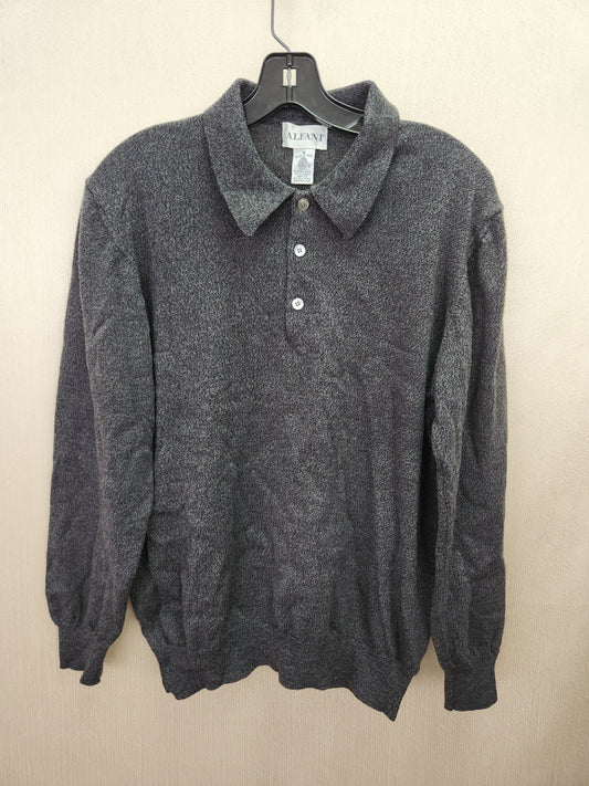 Alfani Dark Gray Extra Fine Italian Merino Wool Polo Sweater - Size: S