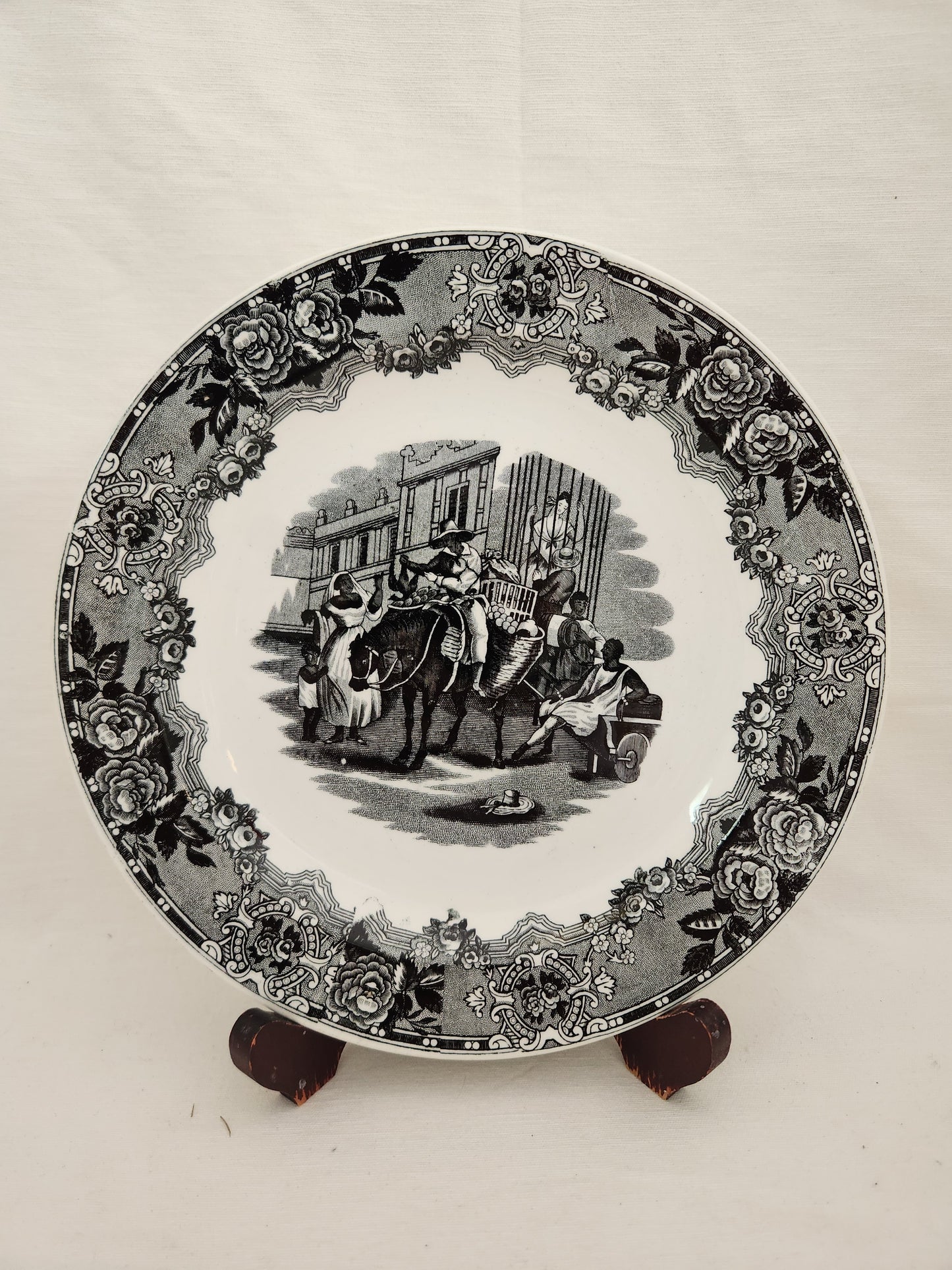 VTG - Mialhe "El Casero" Scene Plate marked "Indian Trafic" Petrus Regout Maastricht