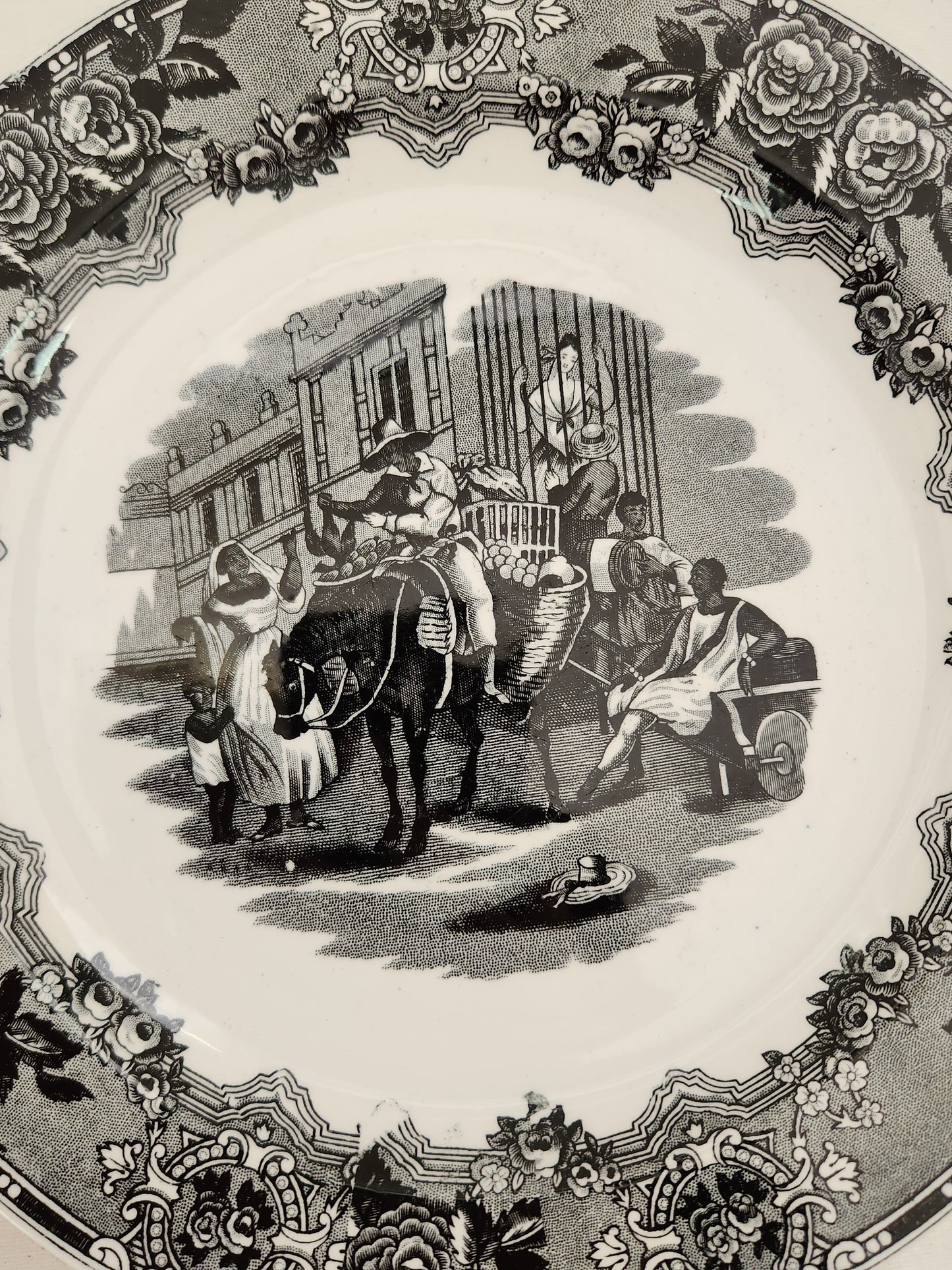 VTG - Mialhe "El Casero" Scene Plate marked "Indian Trafic" Petrus Regout Maastricht