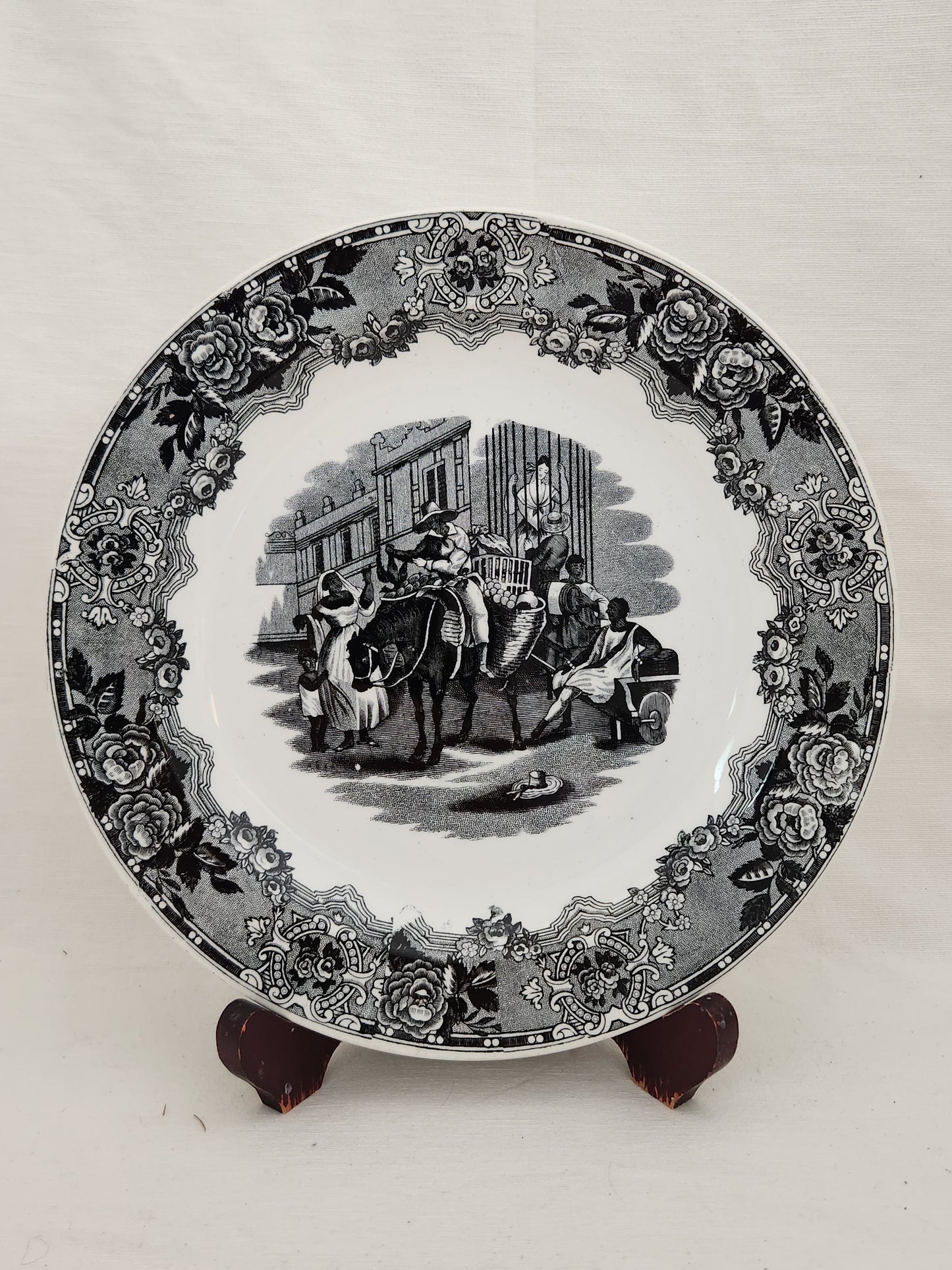 VTG - Mialhe "El Casero" Scene Plate marked "Indian Trafic" Petrus Regout Maastricht