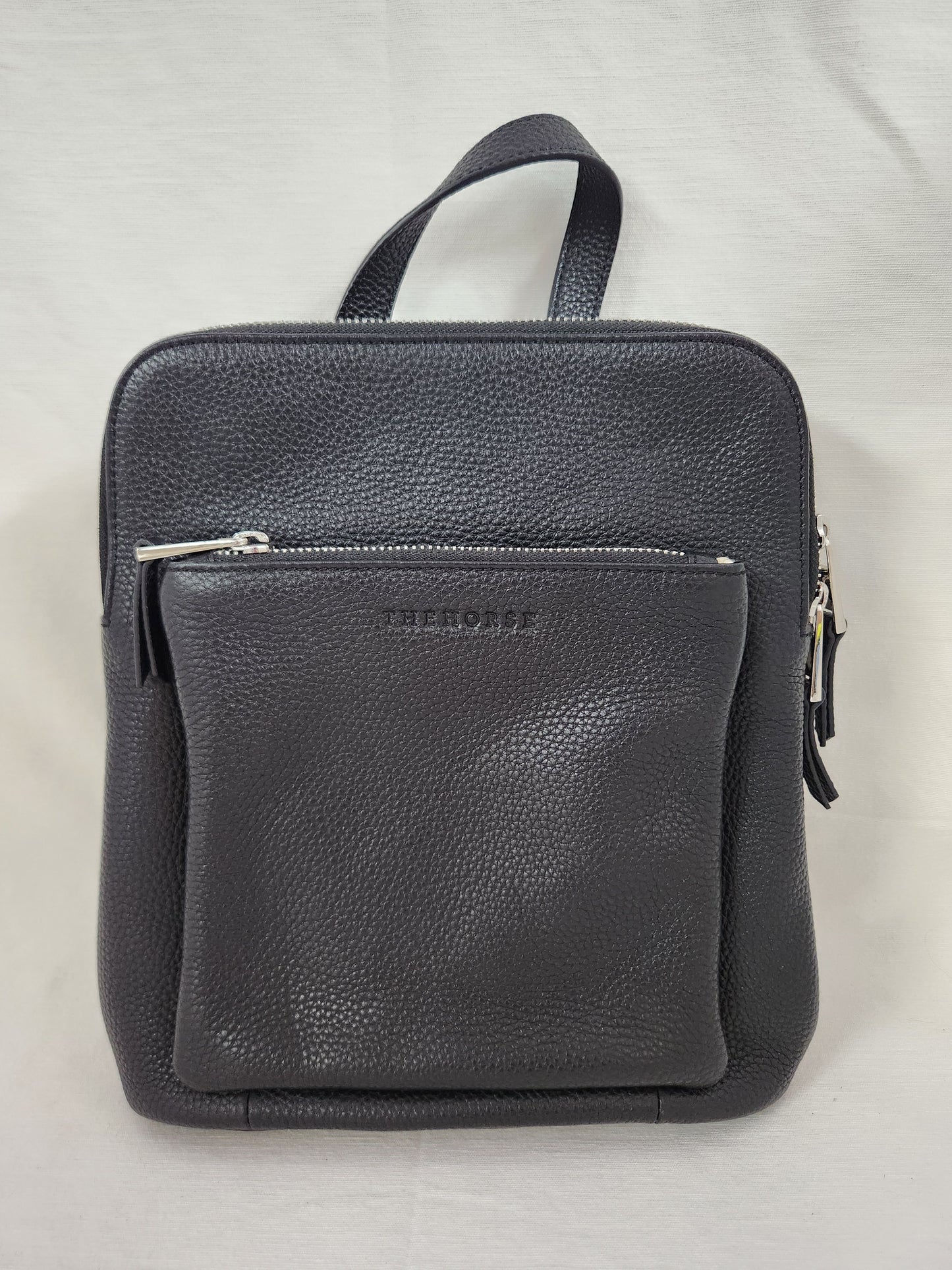 The Horse - Black Pebbled Leather Mini Backpack