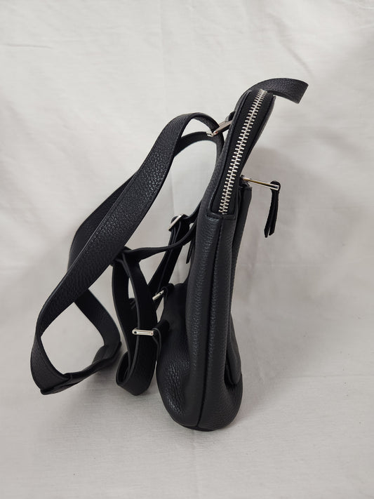 The Horse - Black Pebbled Leather Mini Backpack