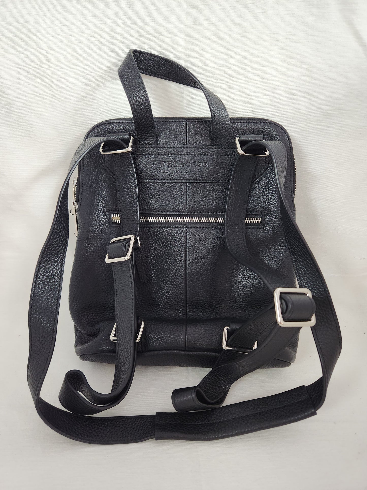 The Horse - Black Pebbled Leather Mini Backpack