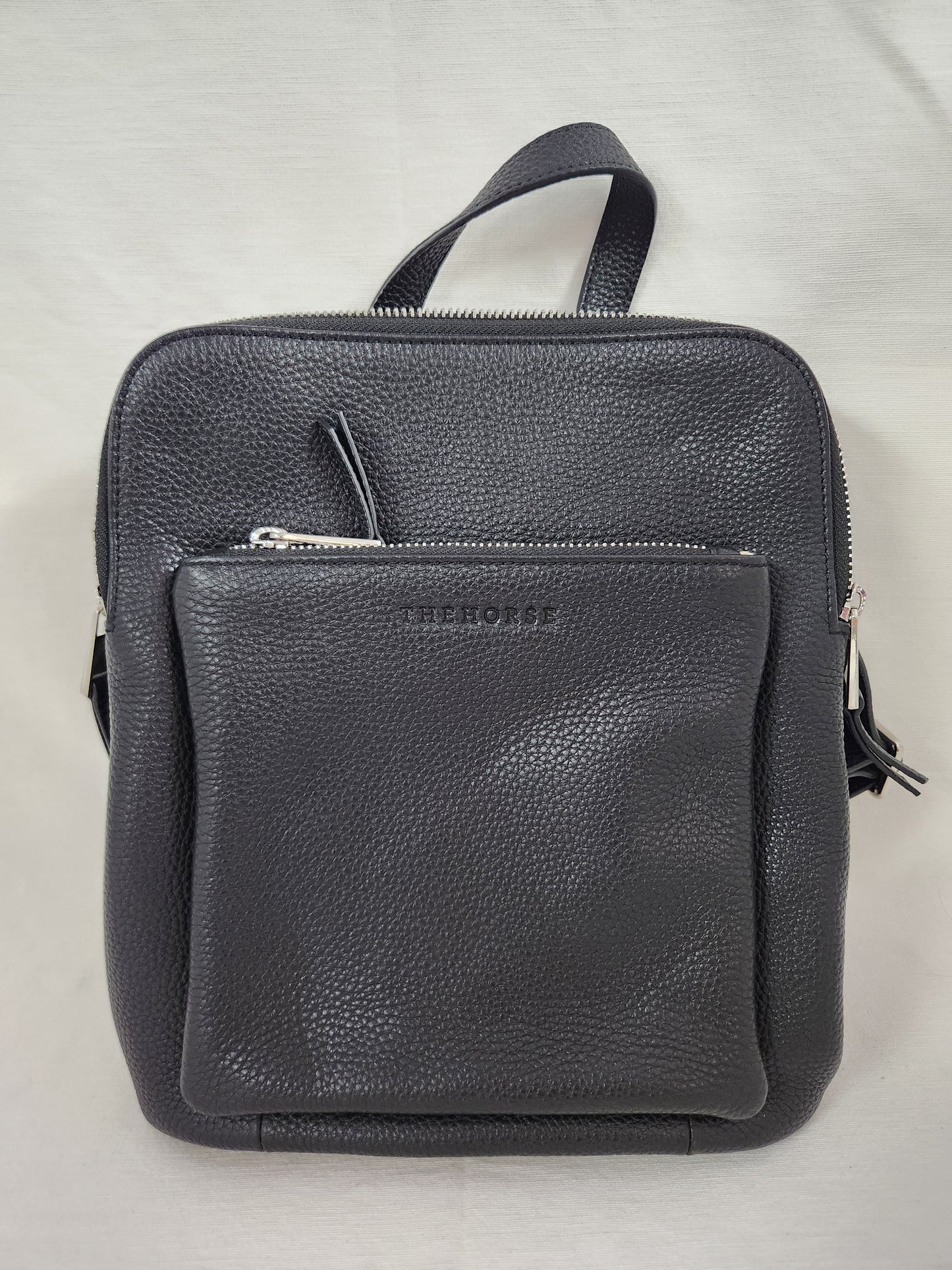 The Horse - Black Pebbled Leather Mini Backpack