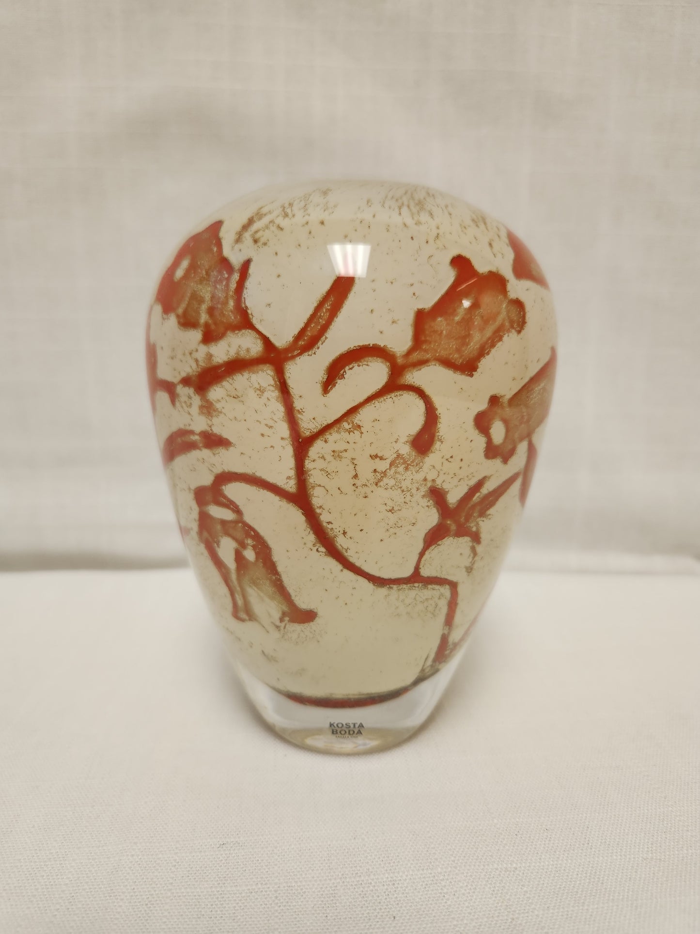 Kosta Boda Art Glass Vase "Floating Flowers" by Olle Brozén