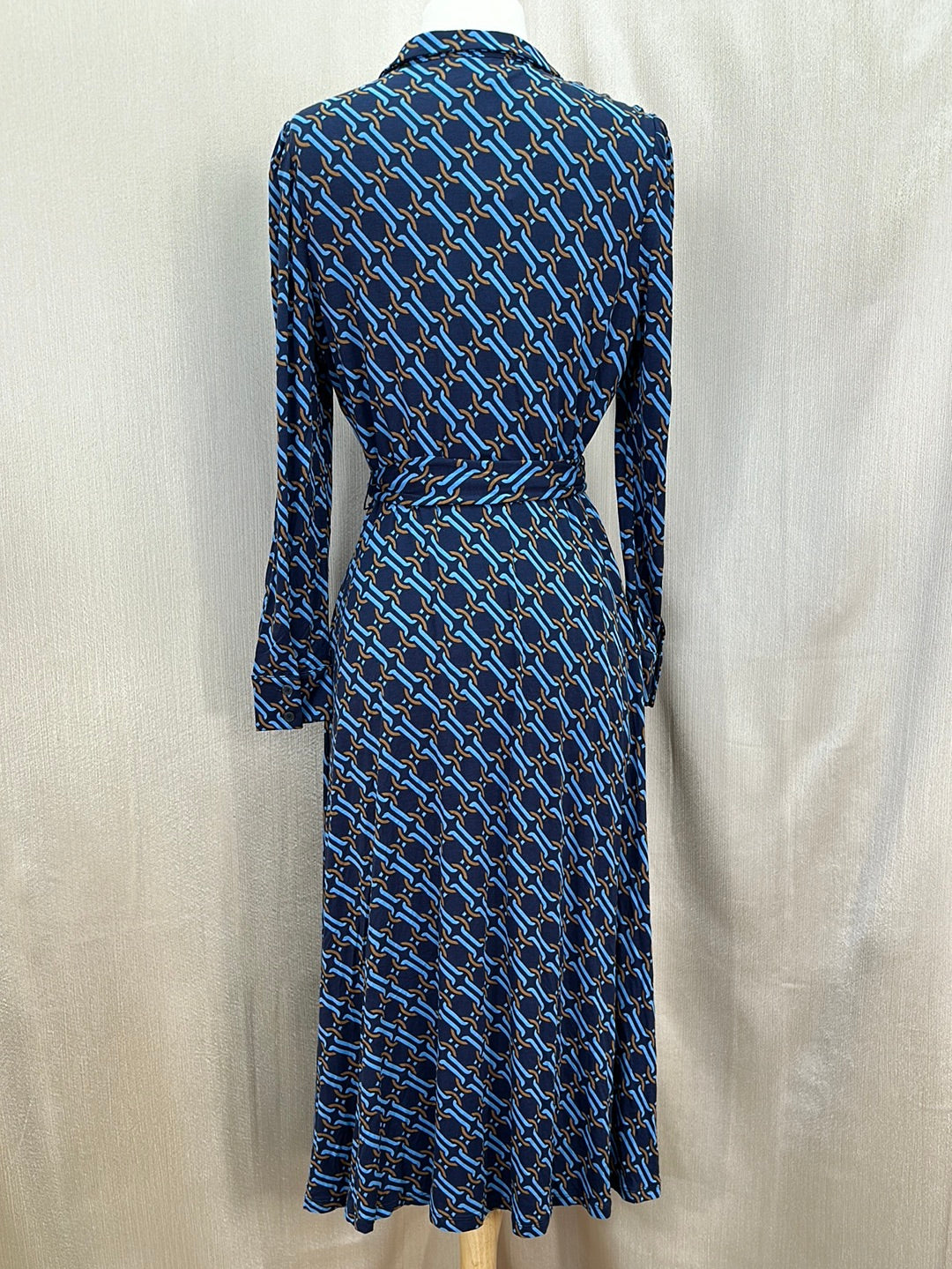 NWT - BODEN navy print Viscose Jersey Belted 3/4 Sleeve Midi Dress - US 10P