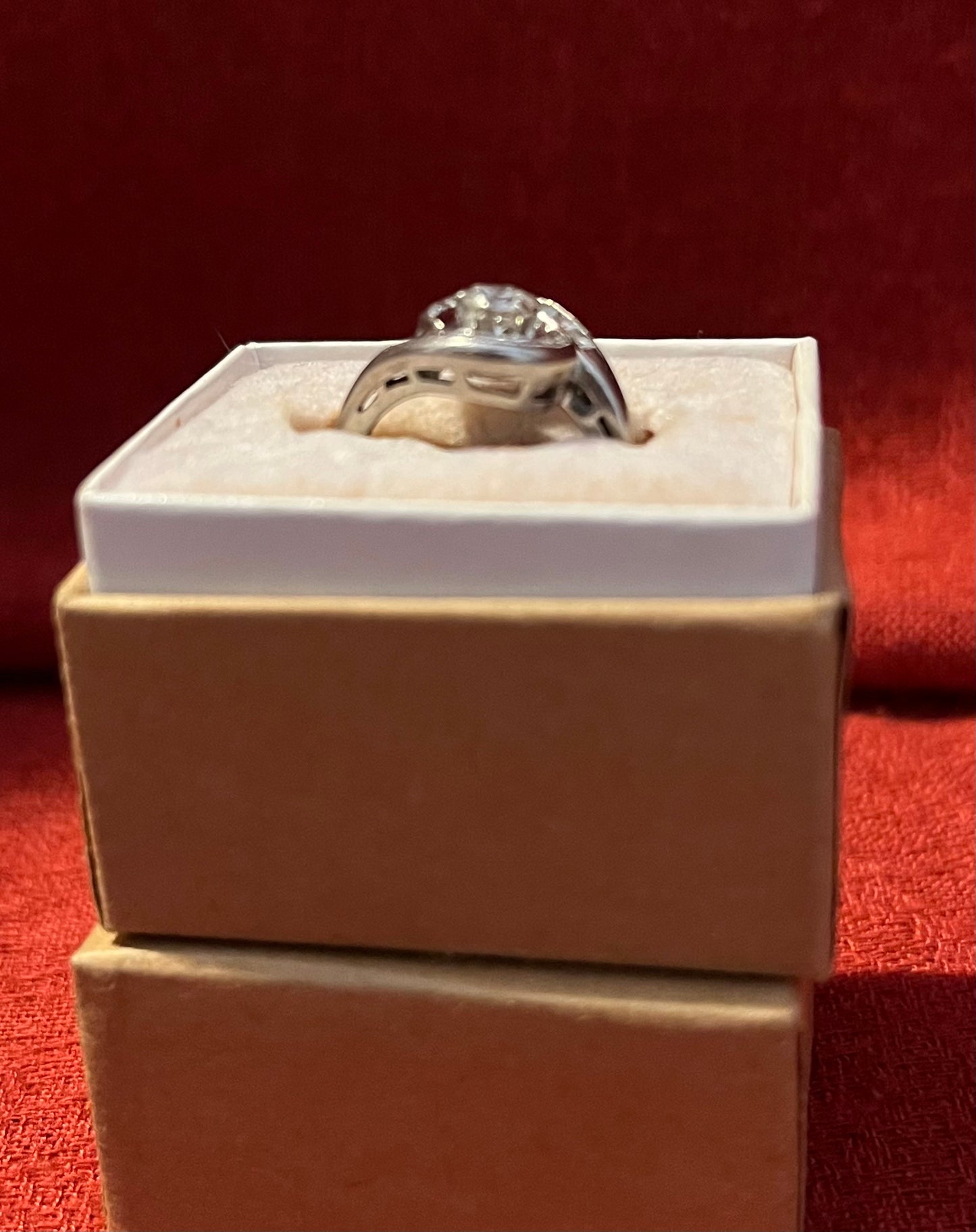 Vintage 18KT White Gold and Diamond Cocktail Ring-Size 5
