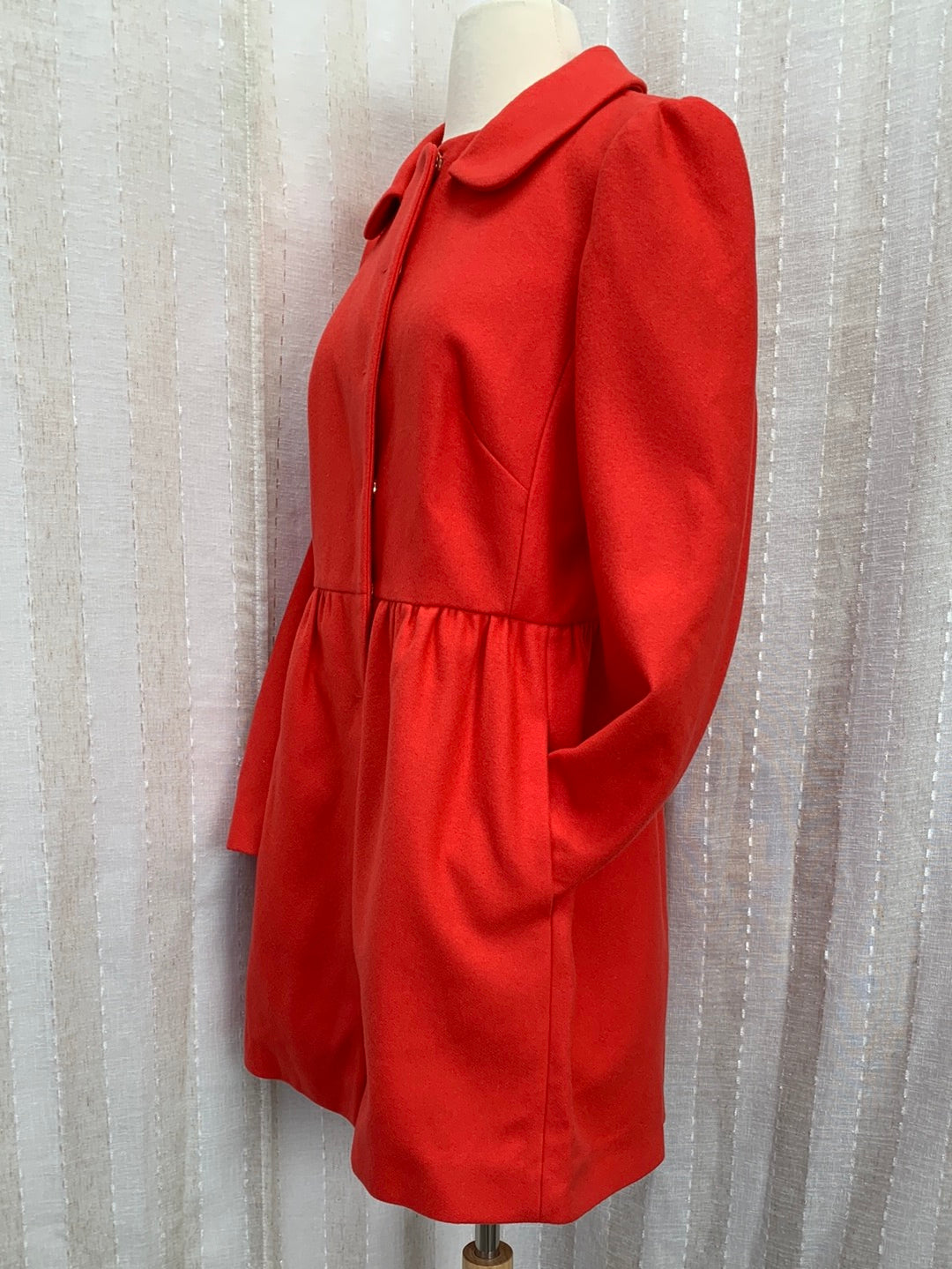 RED VALENTINO red Wool Blend Snap Front Gathered Waist Jacket - 44