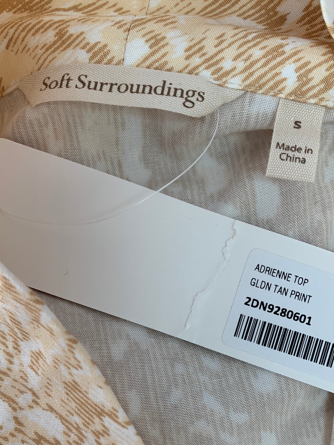 NWT - SOFT SURROUNDINGS golden tan Animal Print Rayon Adrienne Top - S