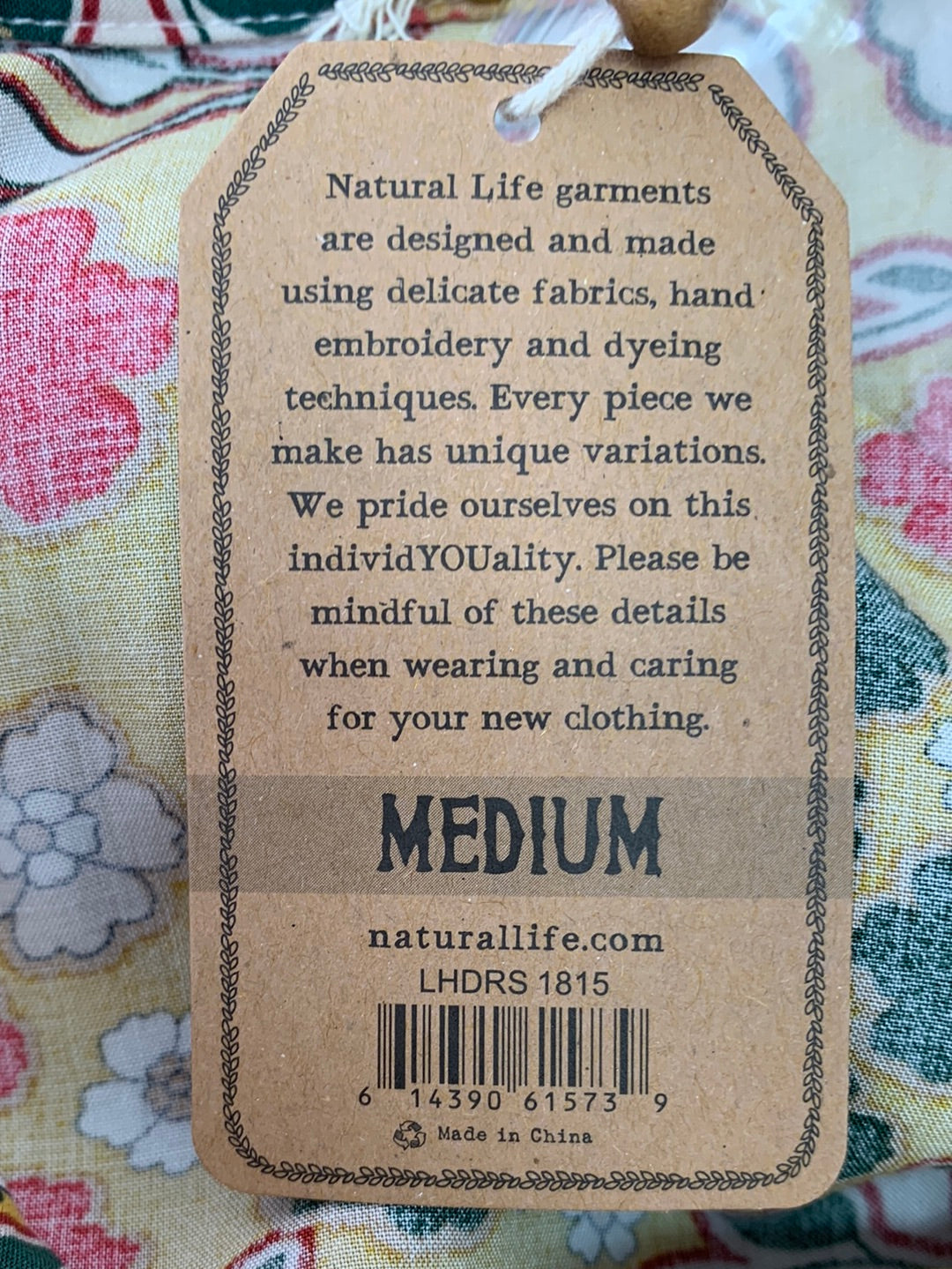 NWT - NATURAL LIFE mustard yellow Floral Twiggy Mini Shirt Dress - Medium
