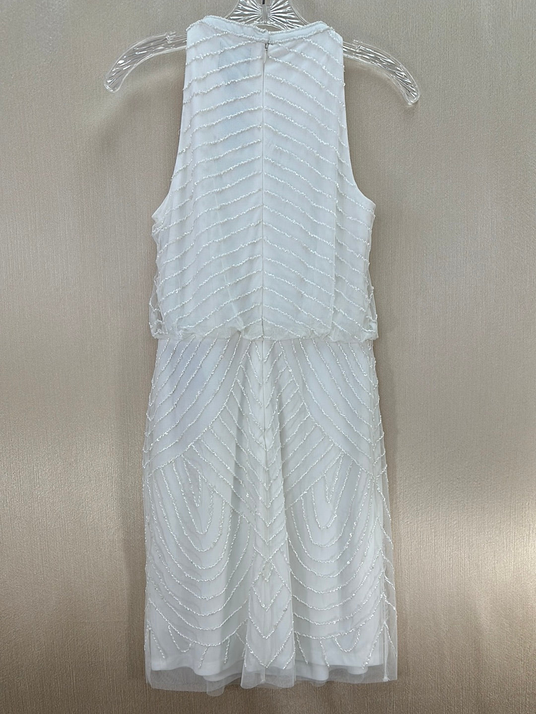 NWT - ADRIANNA PAPELL ivory white Art Deco Halter Bead Cocktail Dress - 2