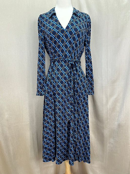 NWT - BODEN navy print Viscose Jersey Belted 3/4 Sleeve Midi Dress - US 10P