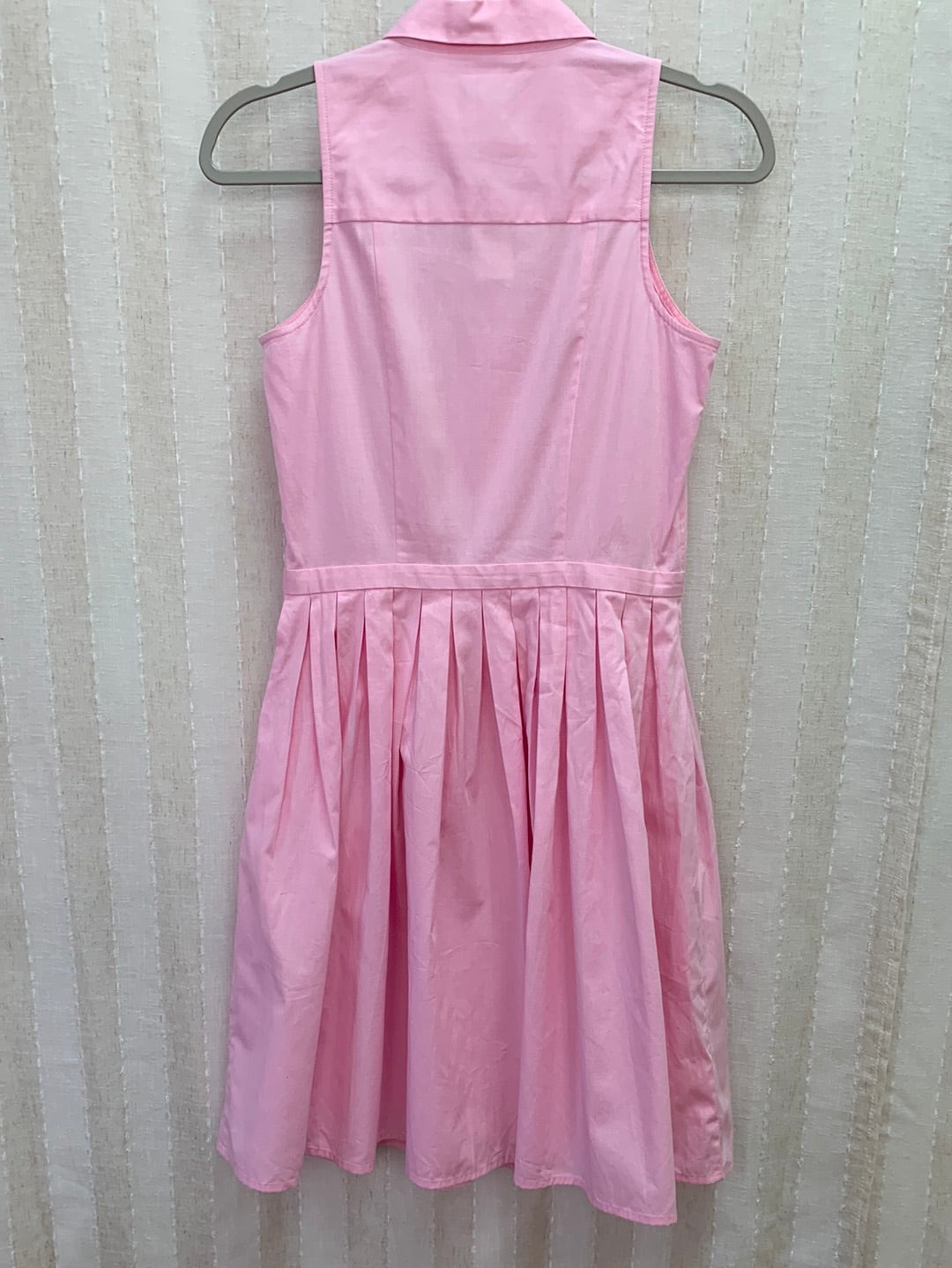 NWT - ANN TAYLOR pink Sleeveless Collar Pleated Button Shirt Dress - 0