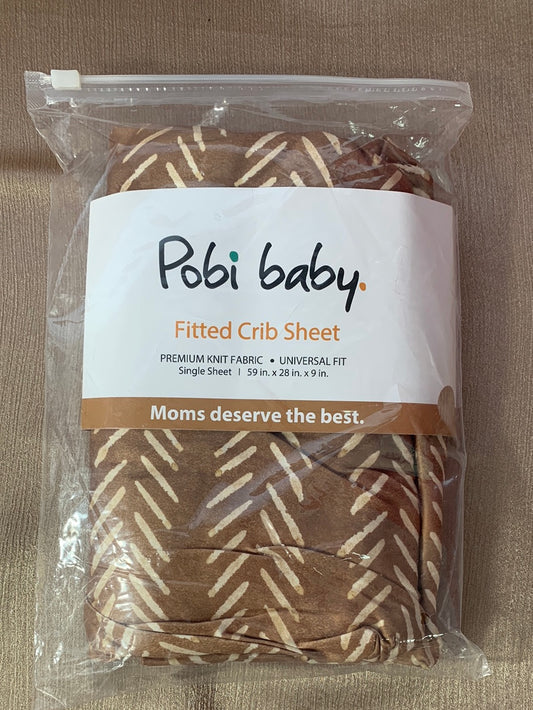 NIP - POBI BABY wildlife brown Premium Knit Fitted Crib Sheet