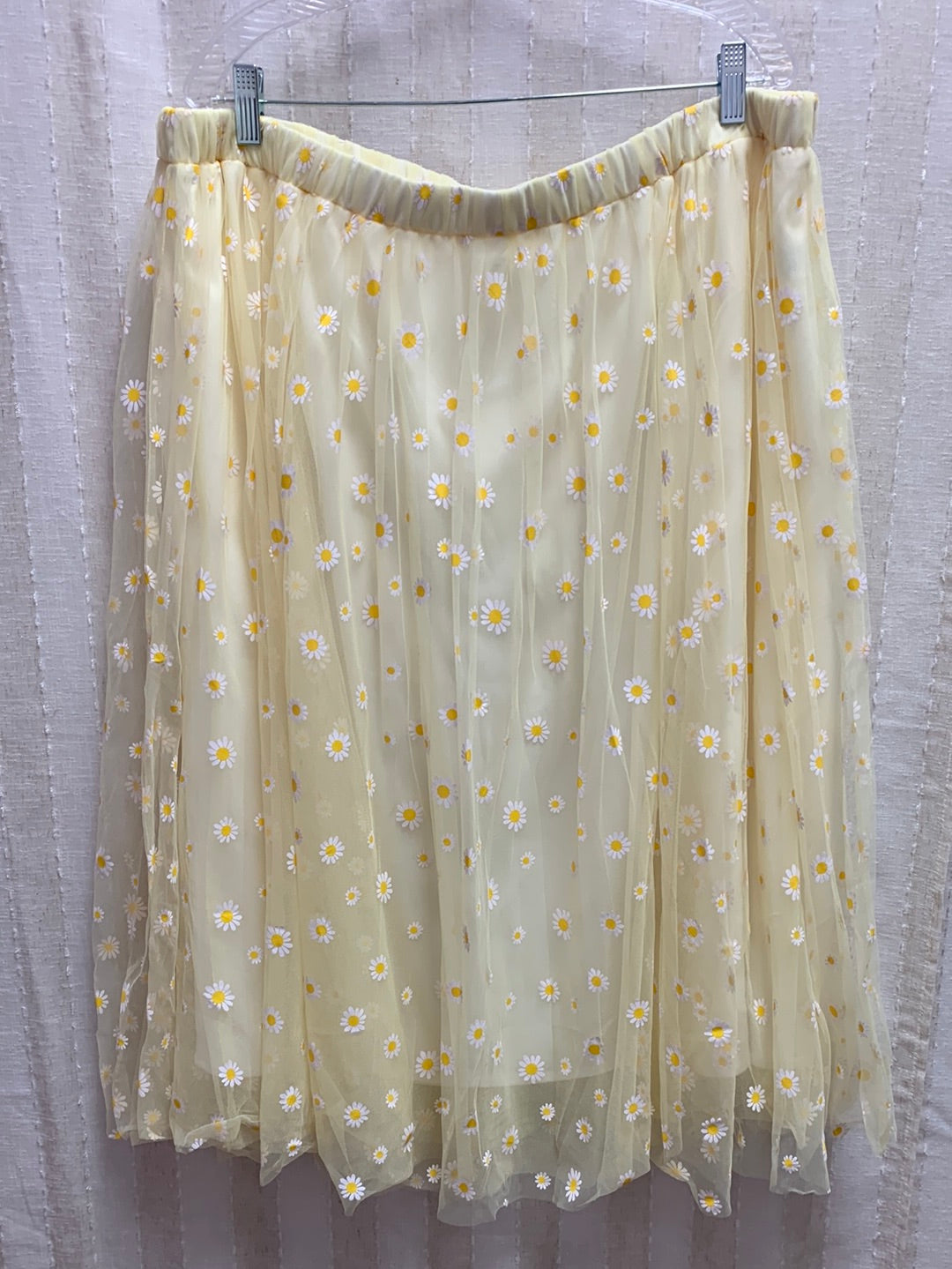 UNIQUE VINTAGE yellow floral Daisy Tulle Skirt - 3X / 20