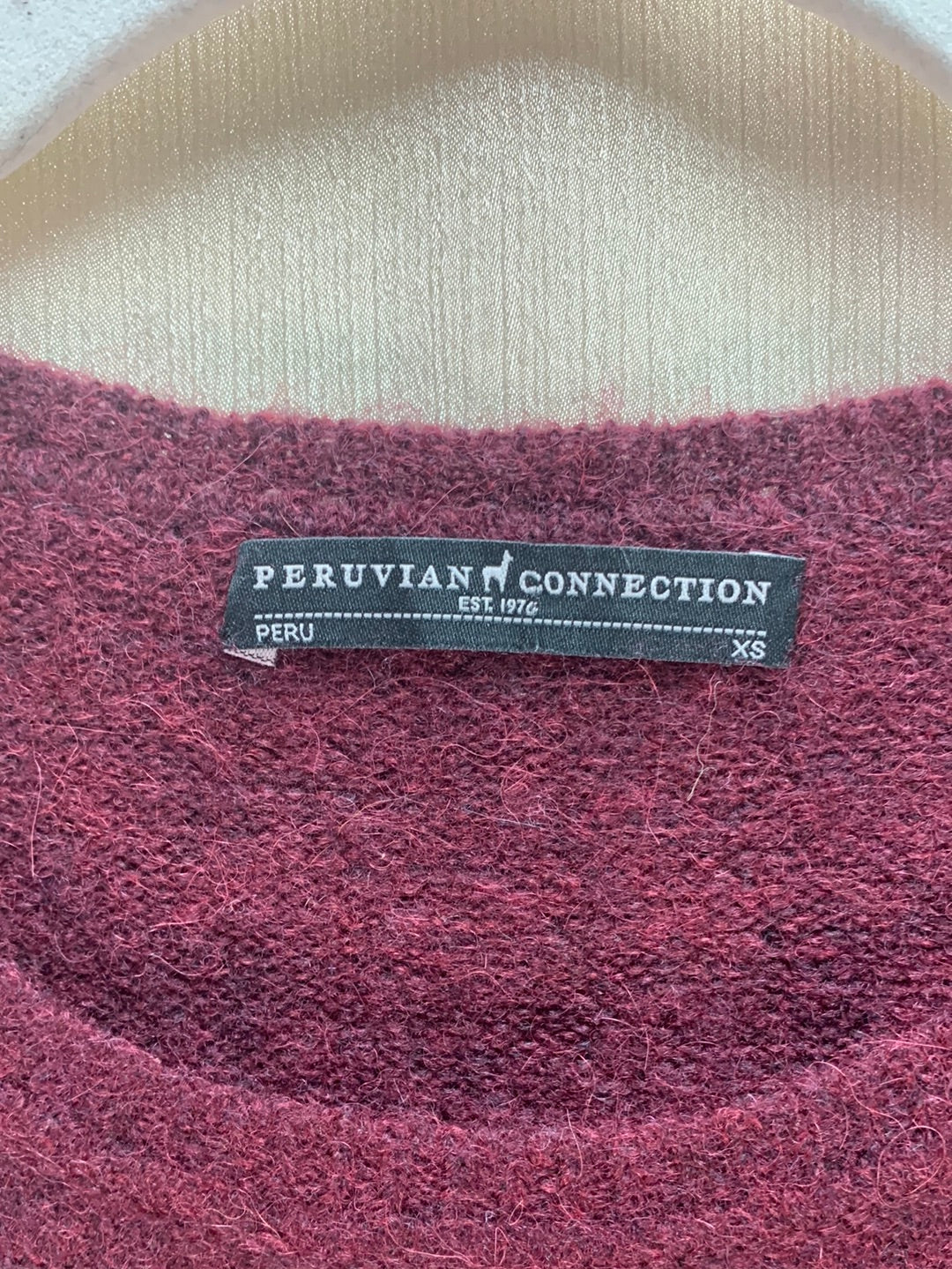 PERUVIAN CONNECTION burgundy Alpaca Blend Long Sleeve Dress - XS