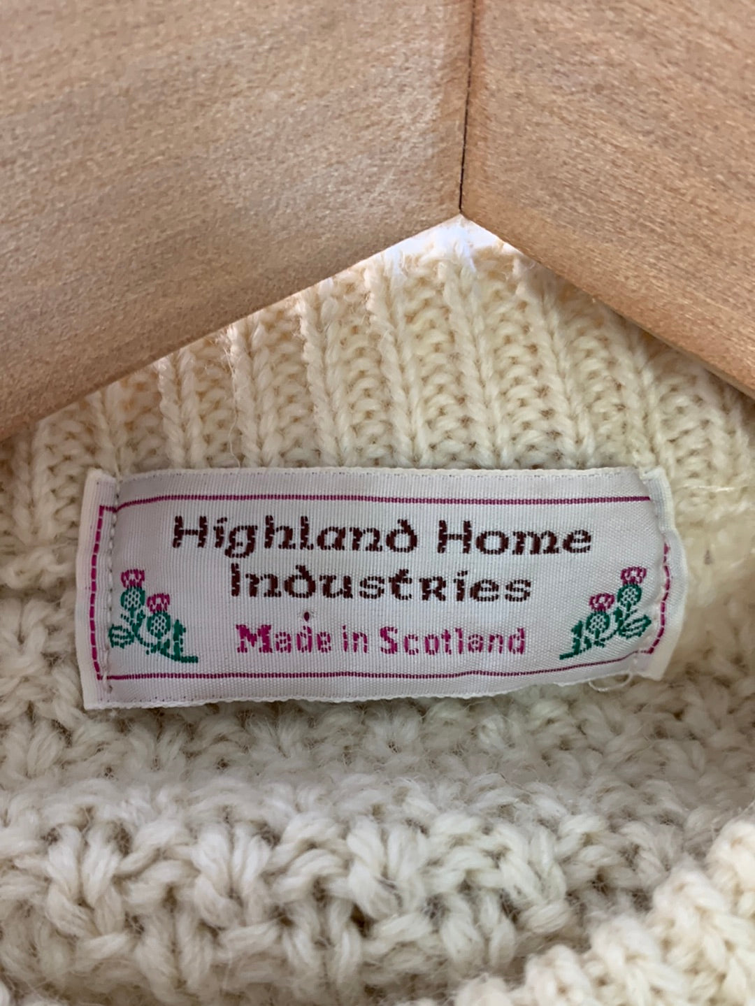 Vintage - HIGHLAND HOME ivory Wool Cable Knit Fisherman Sweater - XL
