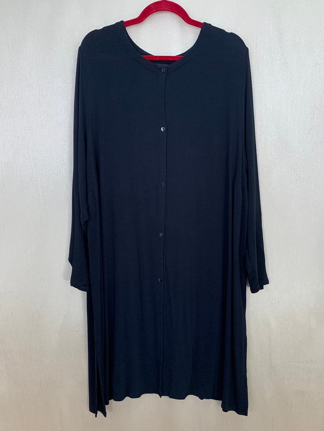 NWT - J JILL black Rayon Knit Button Up LS Cardigan Dress Tunic - 3X