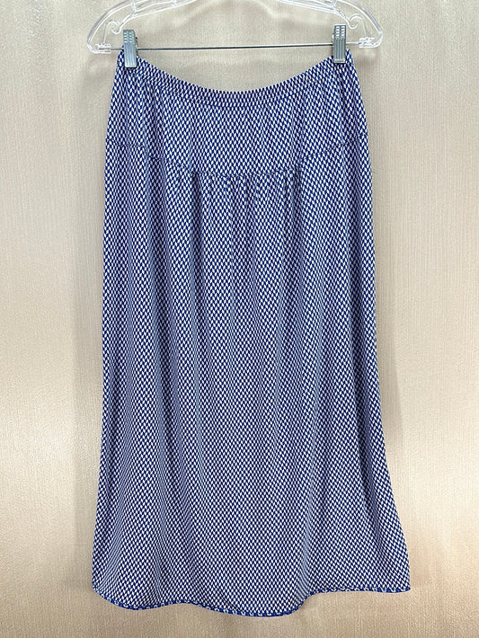 GUDRUN SJODEN blue white Geometric Print Lyocell Jersey Midi Skirt - M