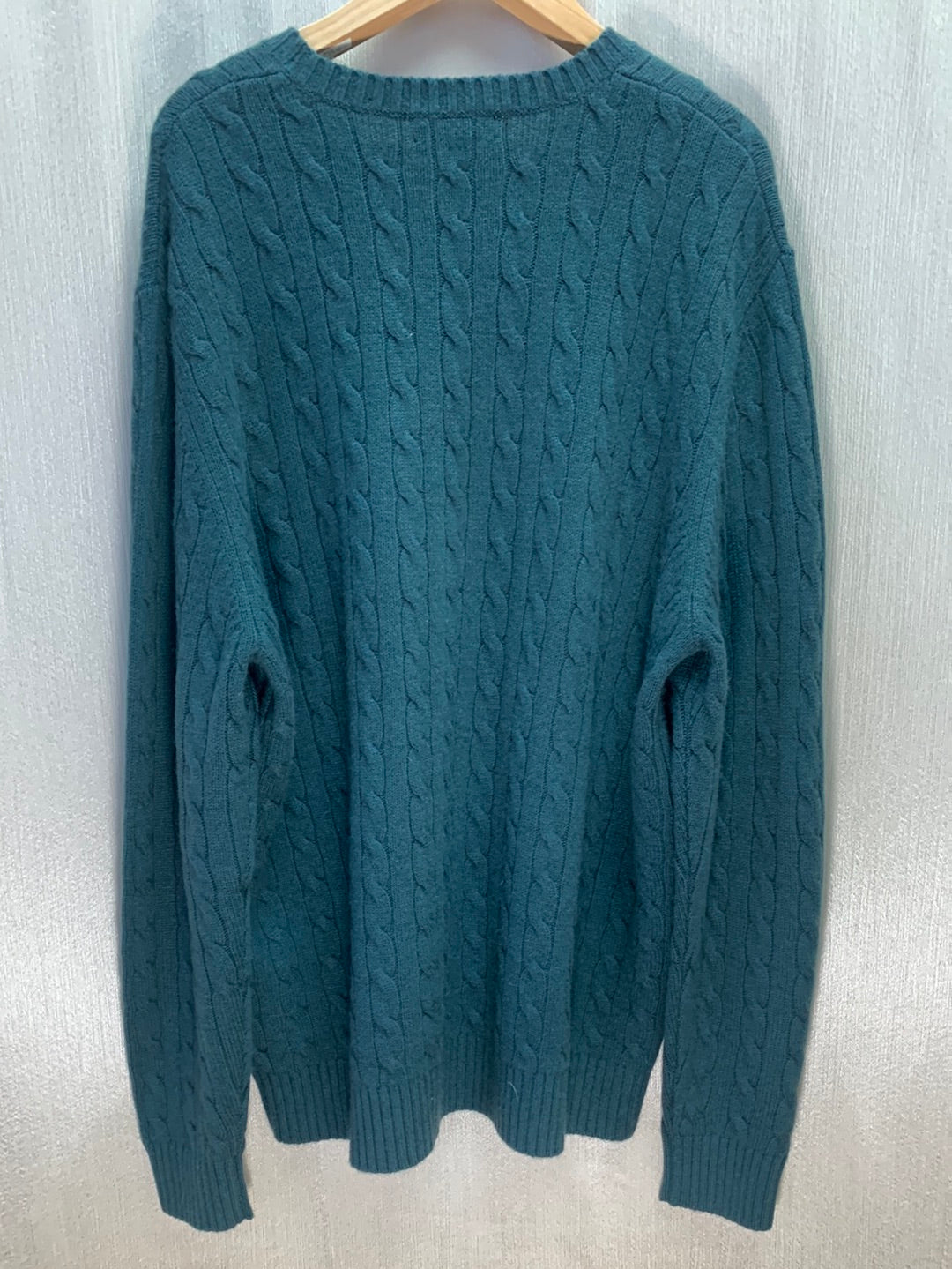 LANDS' END forest green 100% Cashmere Cable Knit Sweater - XL | 46-48