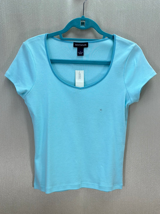 NWT - ANN TAYLOR aqua blue Cotton Short Sleeve T-Shirt - S