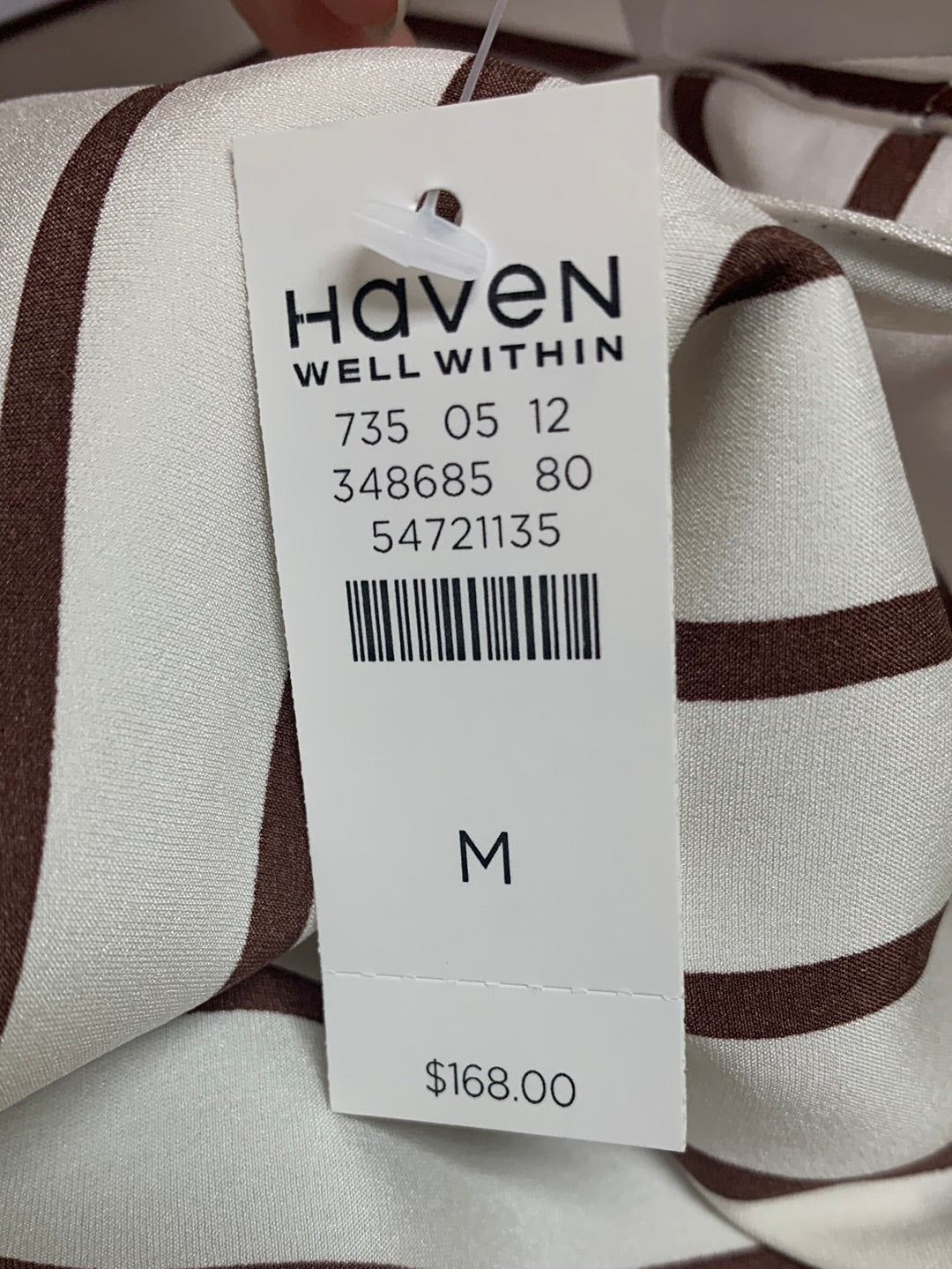 NWT - HAVEN WELL WITHIN brown stripe Washable Silk 3/4 Sleeve Robe - Medium