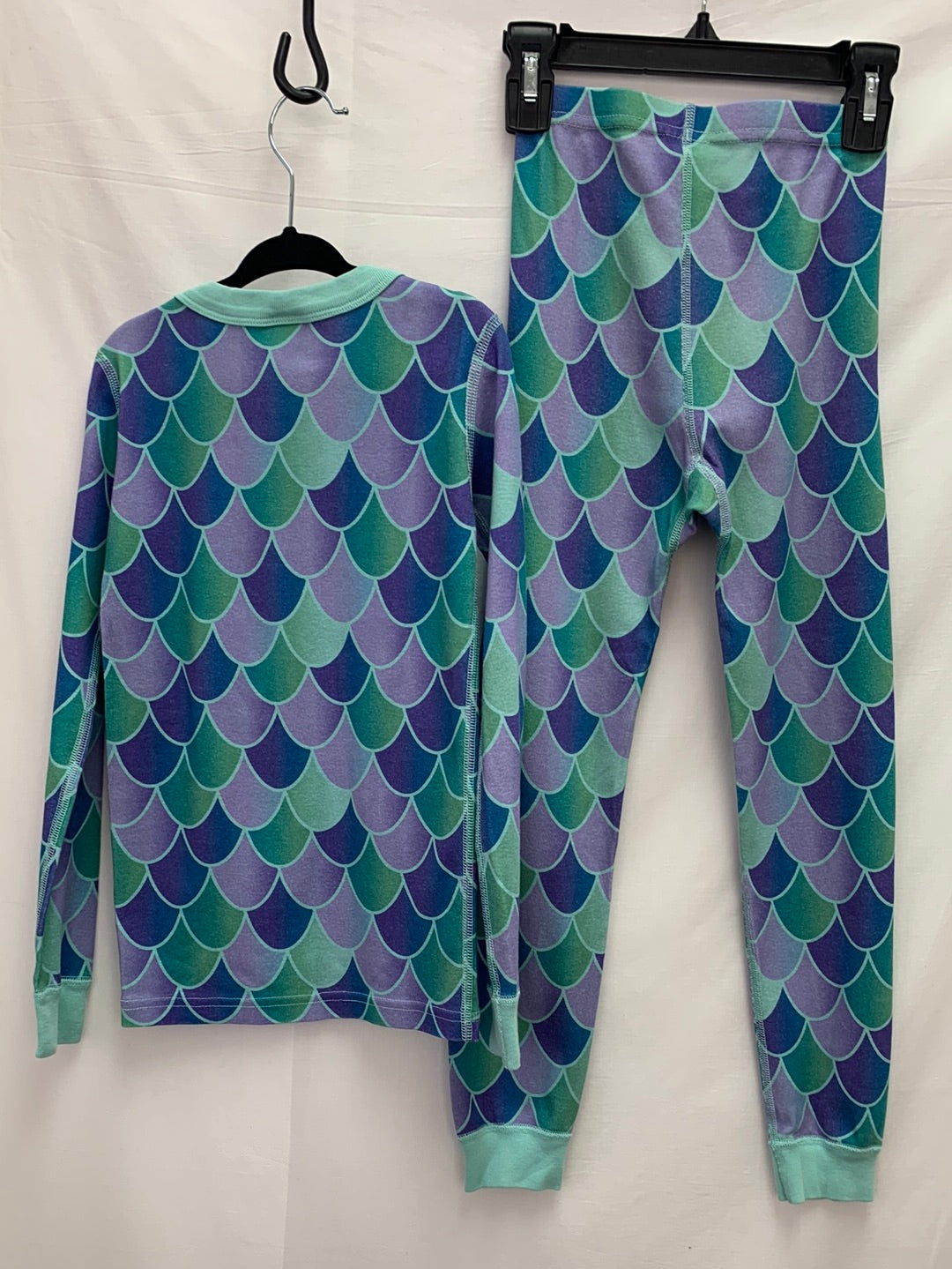 HANNA ANDERSSON purple green print Long John Pajama Set - 120 cm / 6-7