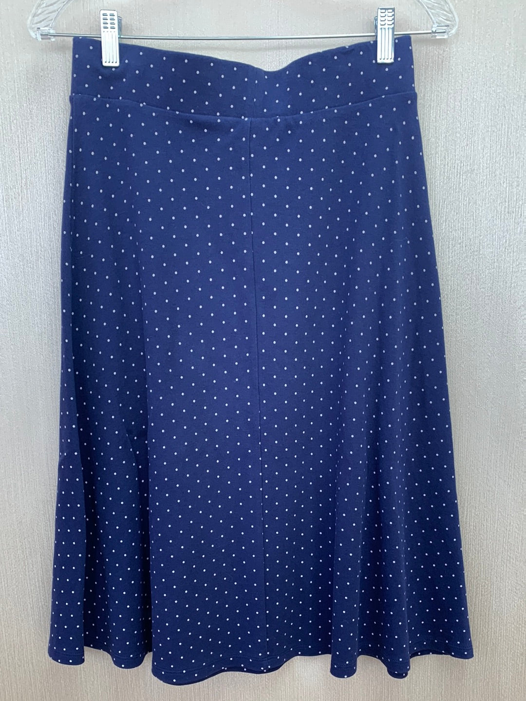 LANDS END navy blue dot A-line Midi Pull On Skirt - XS / 2-4