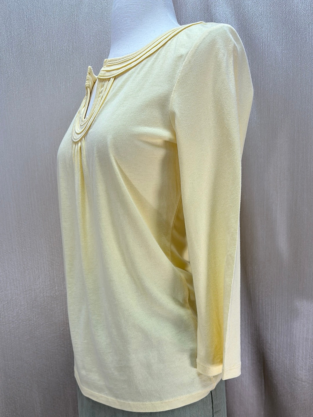 NWT - TALBOTS yellow Cotton Modal Blend 3/4 Sleeve Top - S