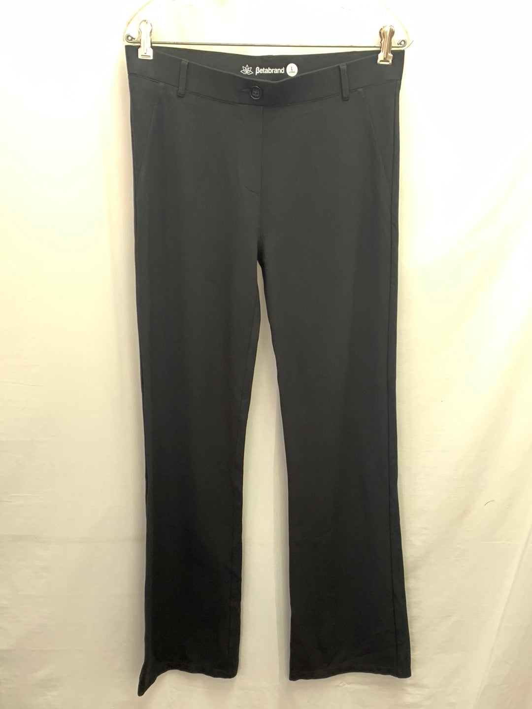 BETABRAND black Boot-Cut Classic Dress Pant Yoga Pants - Large Long