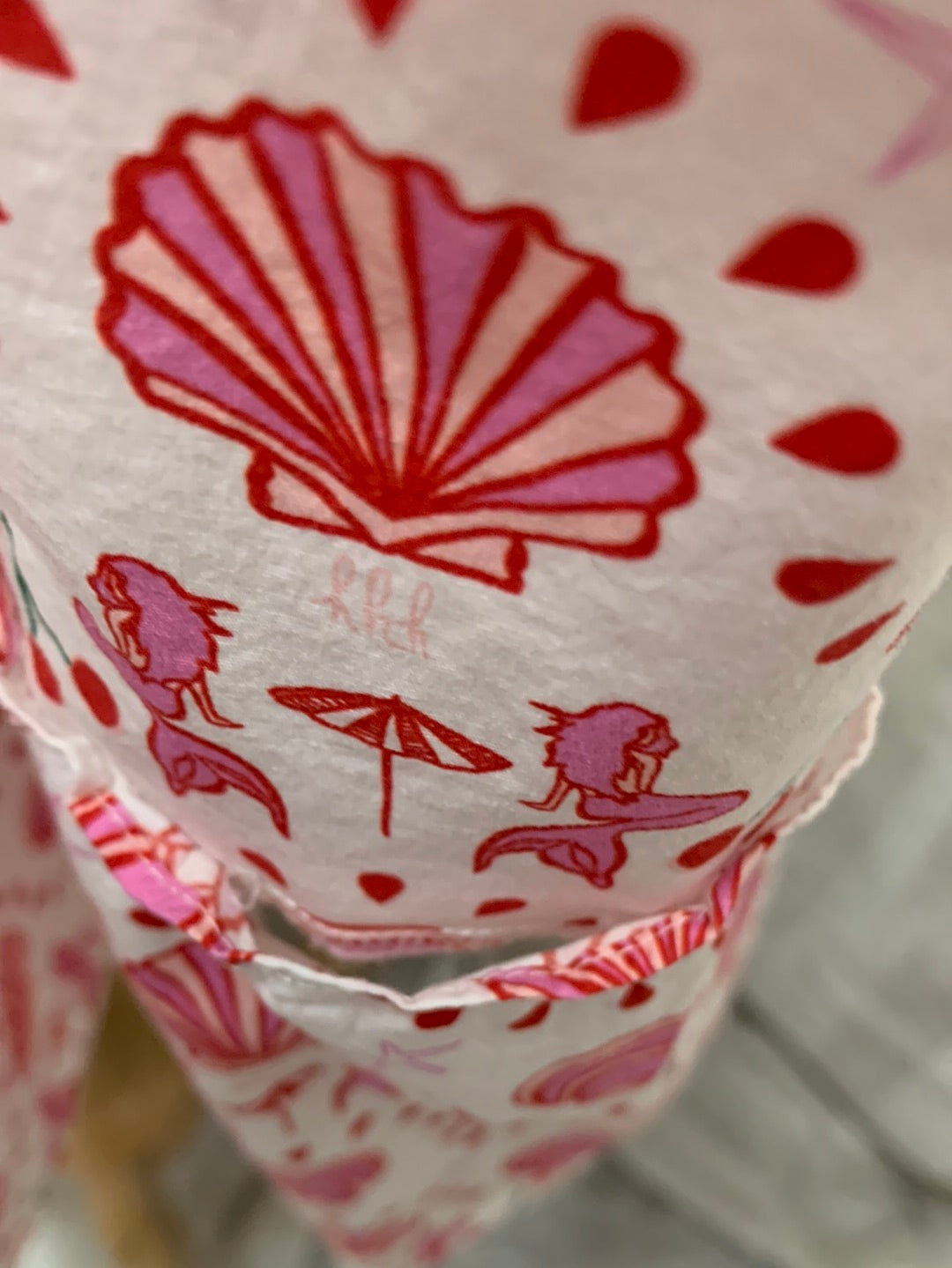 HILL HOUSE pink print Mermaid Cherry Midi Ellie Nap Dress - Medium (repairs needed)