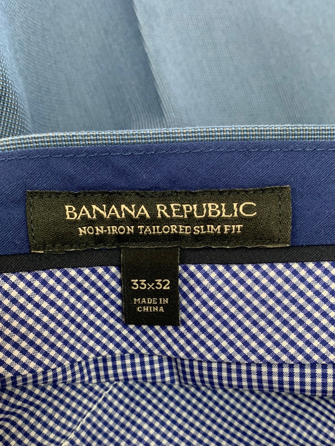 NWT - BANANA REPUBLIC blue Non-Iron Tailored Slim Fit Pants - 33x32