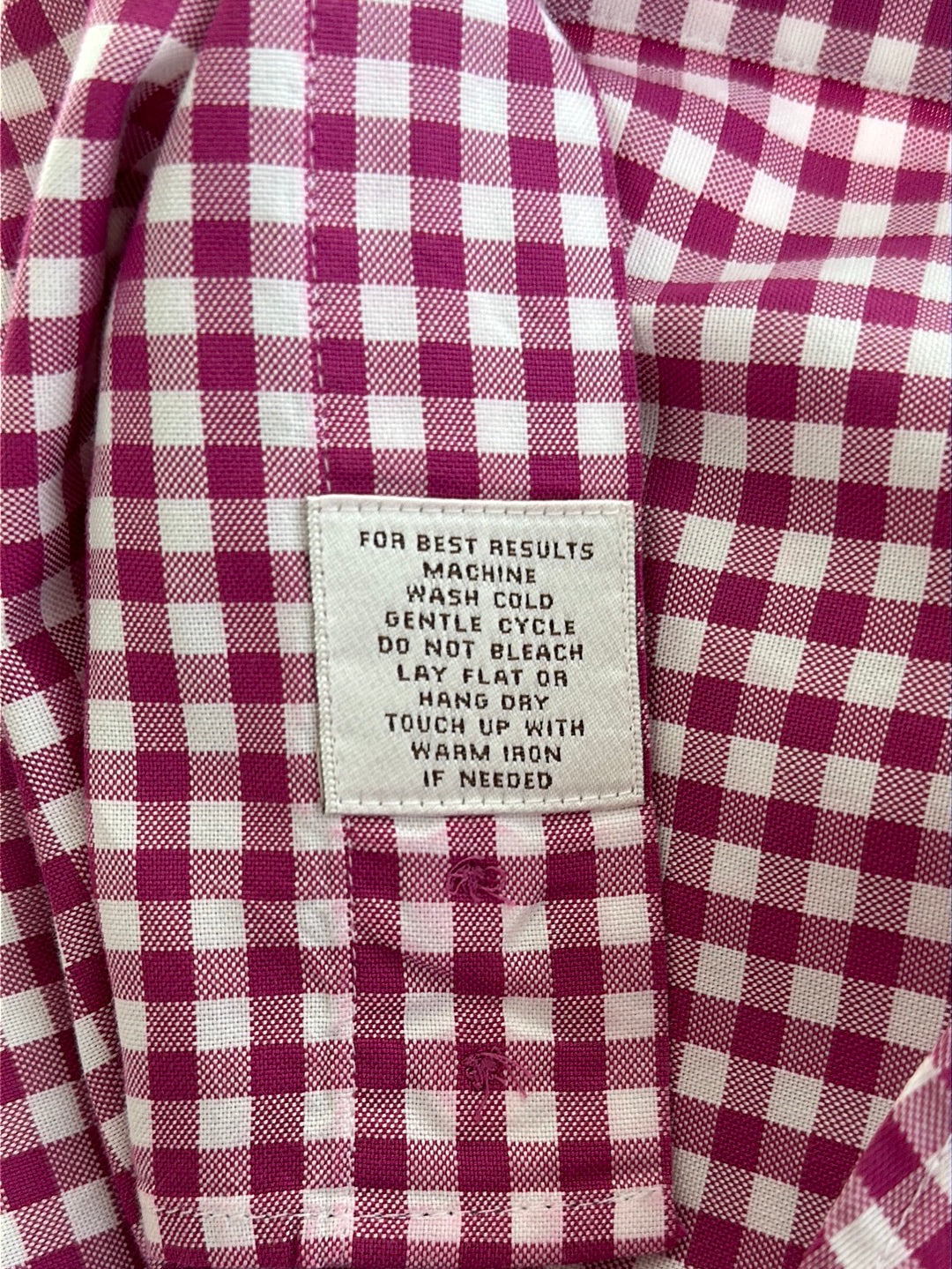 PETER MILLAR pink white check 100% Cotton Button Up Long Sleeve Shirt - M