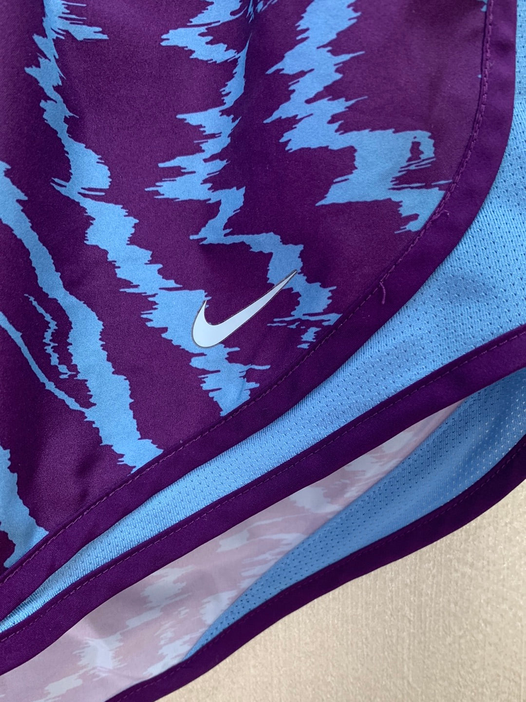 NIKE purple blue Print Dri-Fit Recycled Polyester Running Shorts - XL
