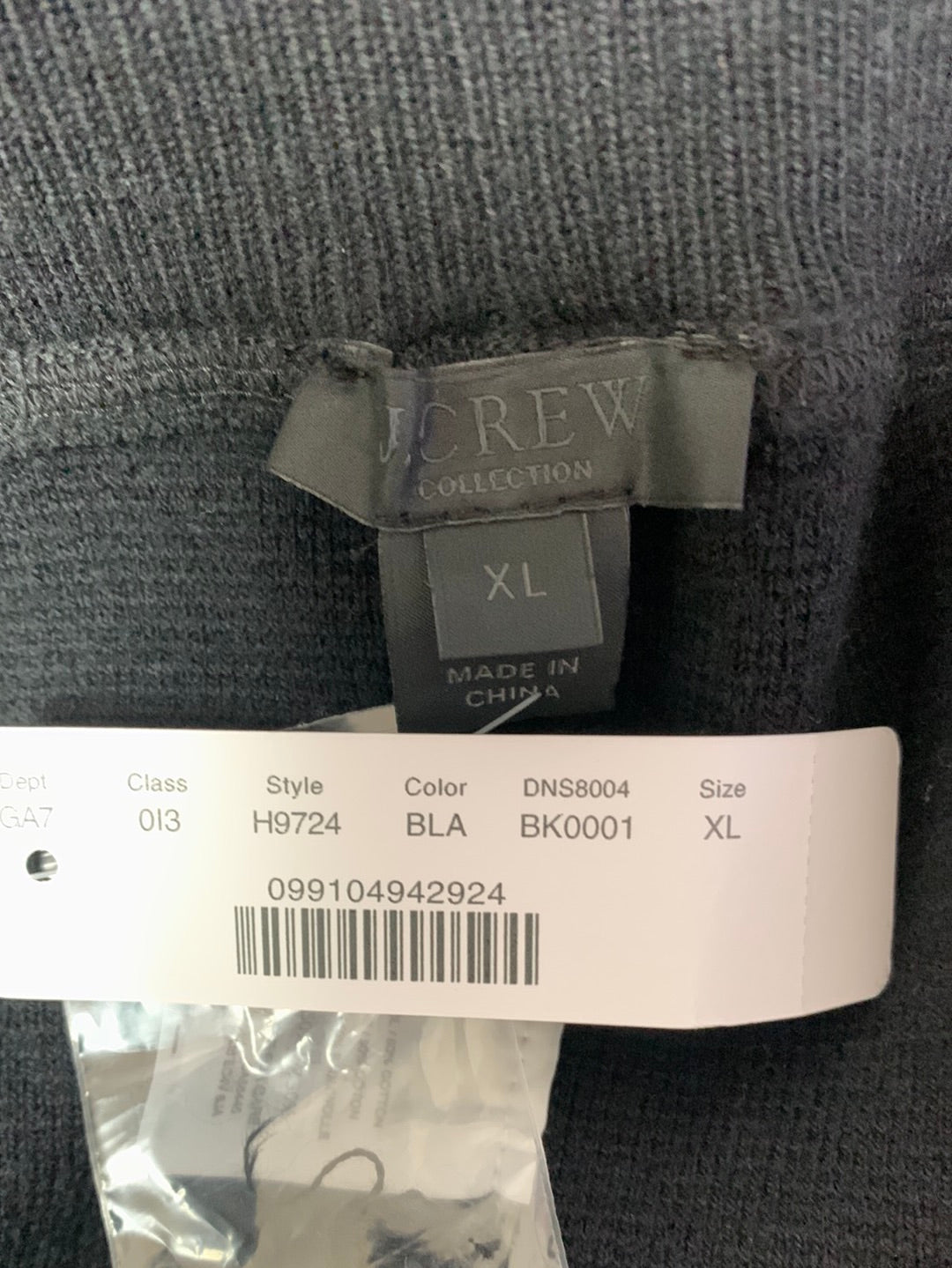 NWT - J. CREW black Wool Cotton Pull On Wide Leg Sweater Pants - XL