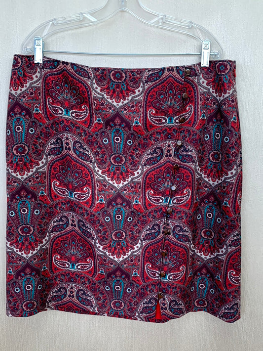 TALBOTS red brown Paisley Side Zip Lined Knee Length Skirt - 16