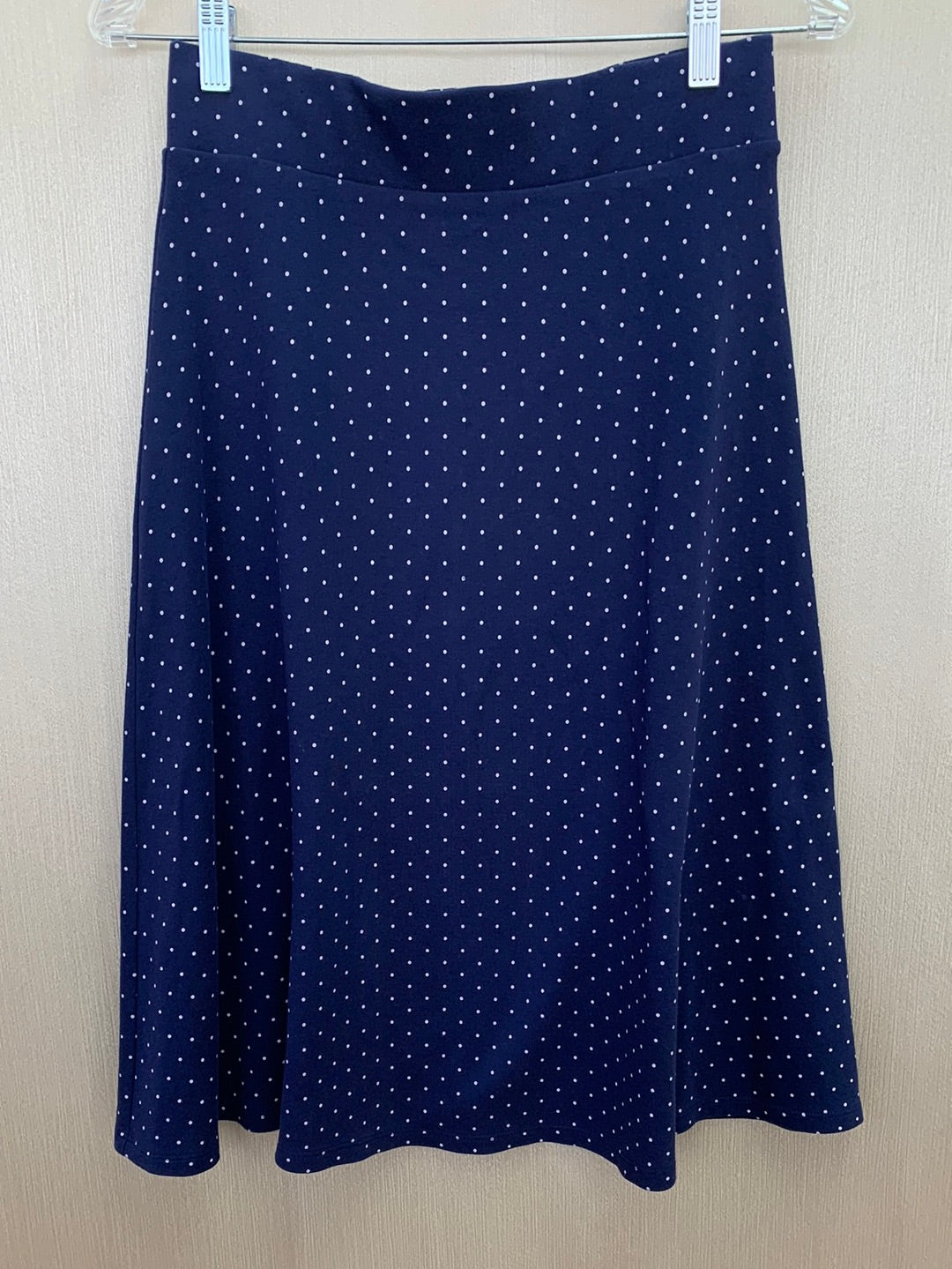 LANDS END navy blue dot A-line Midi Pull On Skirt - XS / 2-4