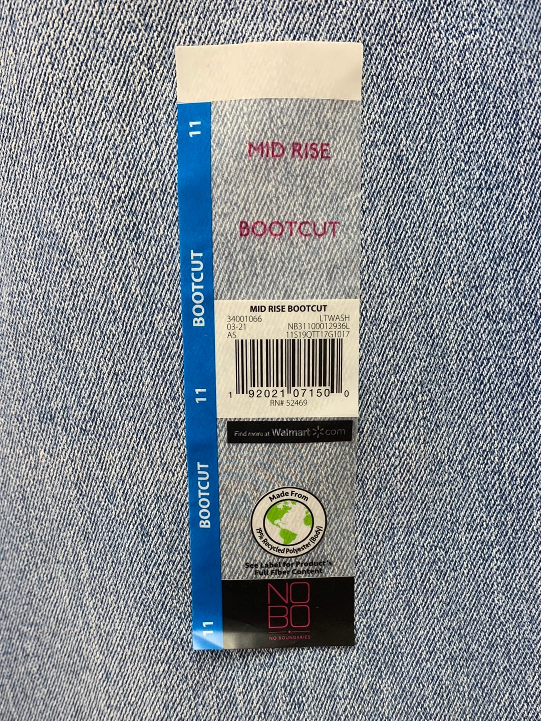 NWT - NOBO NO BOUNDARIES light wash Mid Rise Bootcut Jeans - Juniors 11