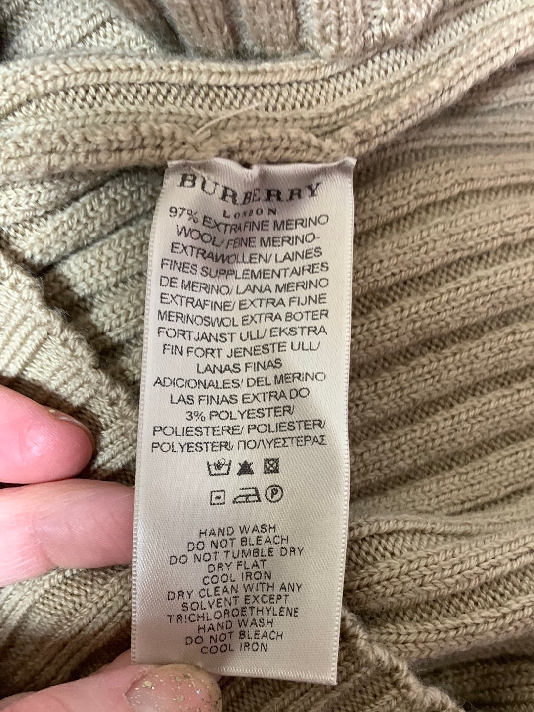 BURBERRY LONDON tan Merino Wool Plaid Shoulder Zip Jacket Cardigan - M