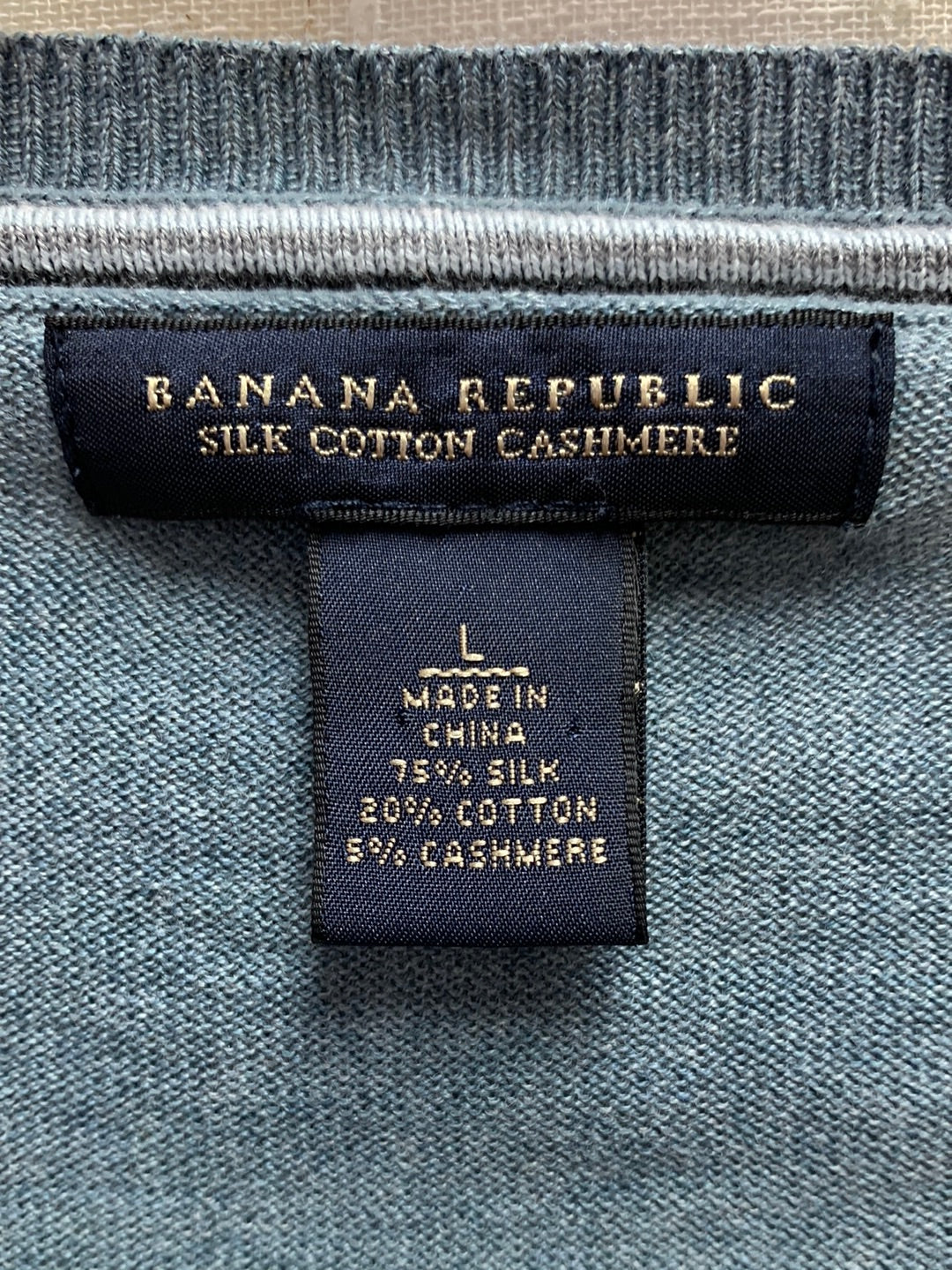 BANANA REPUBLIC marled blue Luxury Silk Cotton Cashmere Sweater - Large