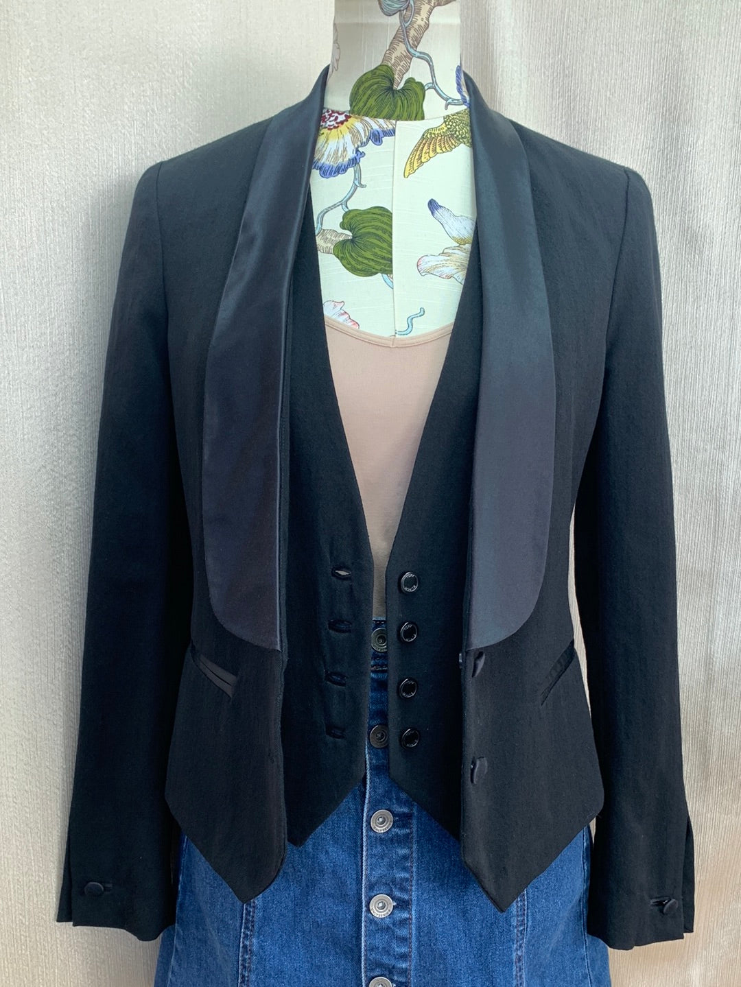 NWT - TORY BURCH black Wool Built-in Vest Tuxedo Olivier Blazer - 2